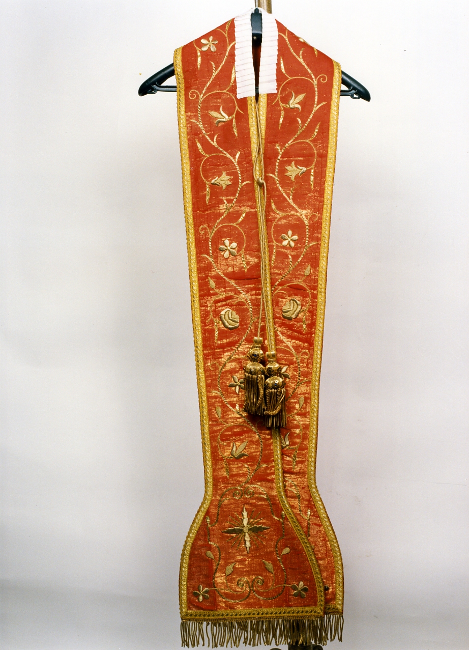 stola, elemento d'insieme - manifattura campana (fine/inizio secc. XIX/ XX)