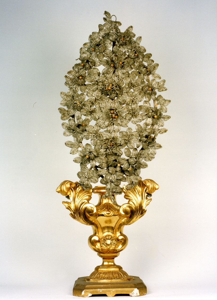 vaso d'altare con composizione floreale, serie - bottega napoletana (fine sec. XVIII)