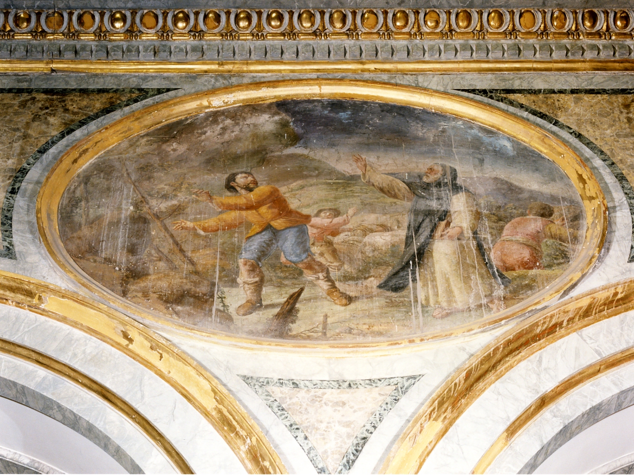 visione del torchio acceso sulla cima del monte (dipinto) - ambito napoletano (prima metà sec. XVII)