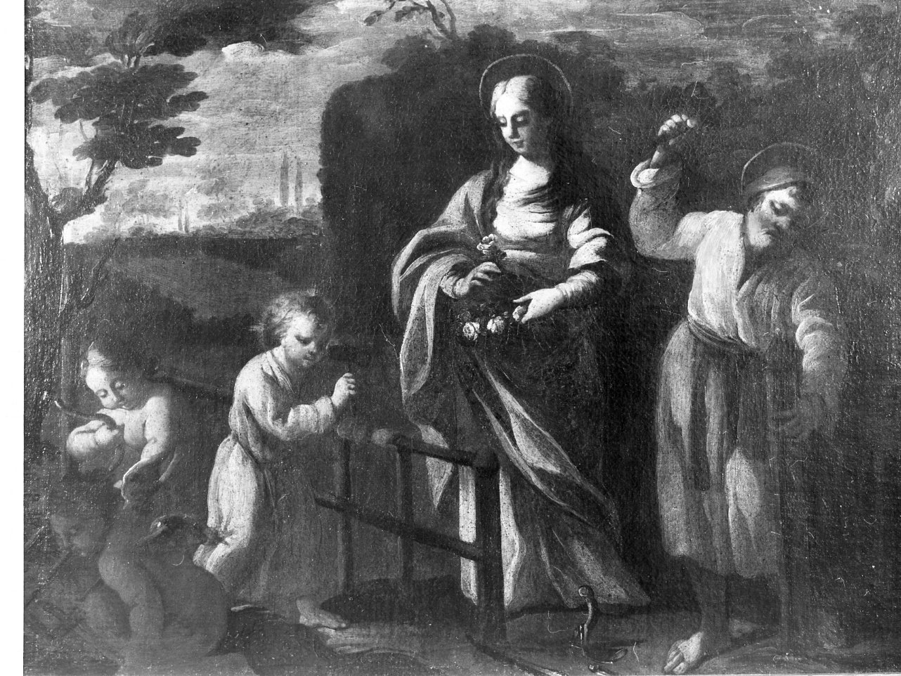 Sacra Famiglia con San Giovanni Battista bambino (dipinto) - ambito napoletano (prima metà sec. XVIII)