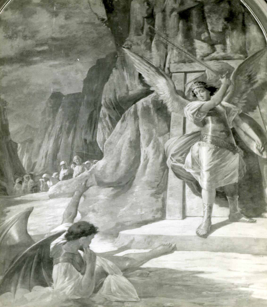 San Michele Arcangelo e Satana si contendono il corpo di Mosè (dipinto) di Cozzolino Salvatore (sec. XIX)