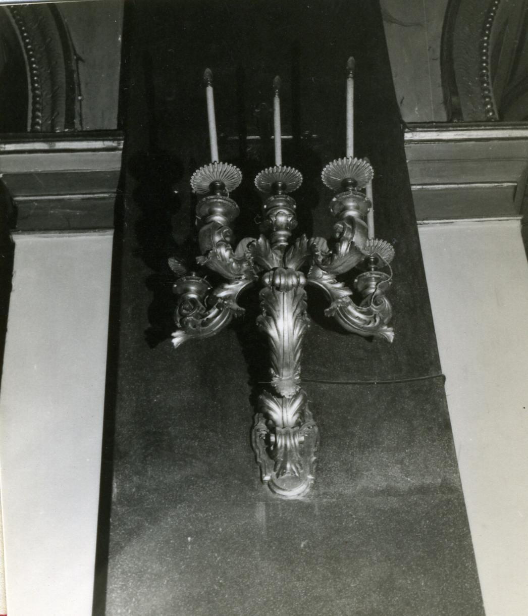 candeliere da parete di chiesa, serie - bottega napoletana (sec. XIX)