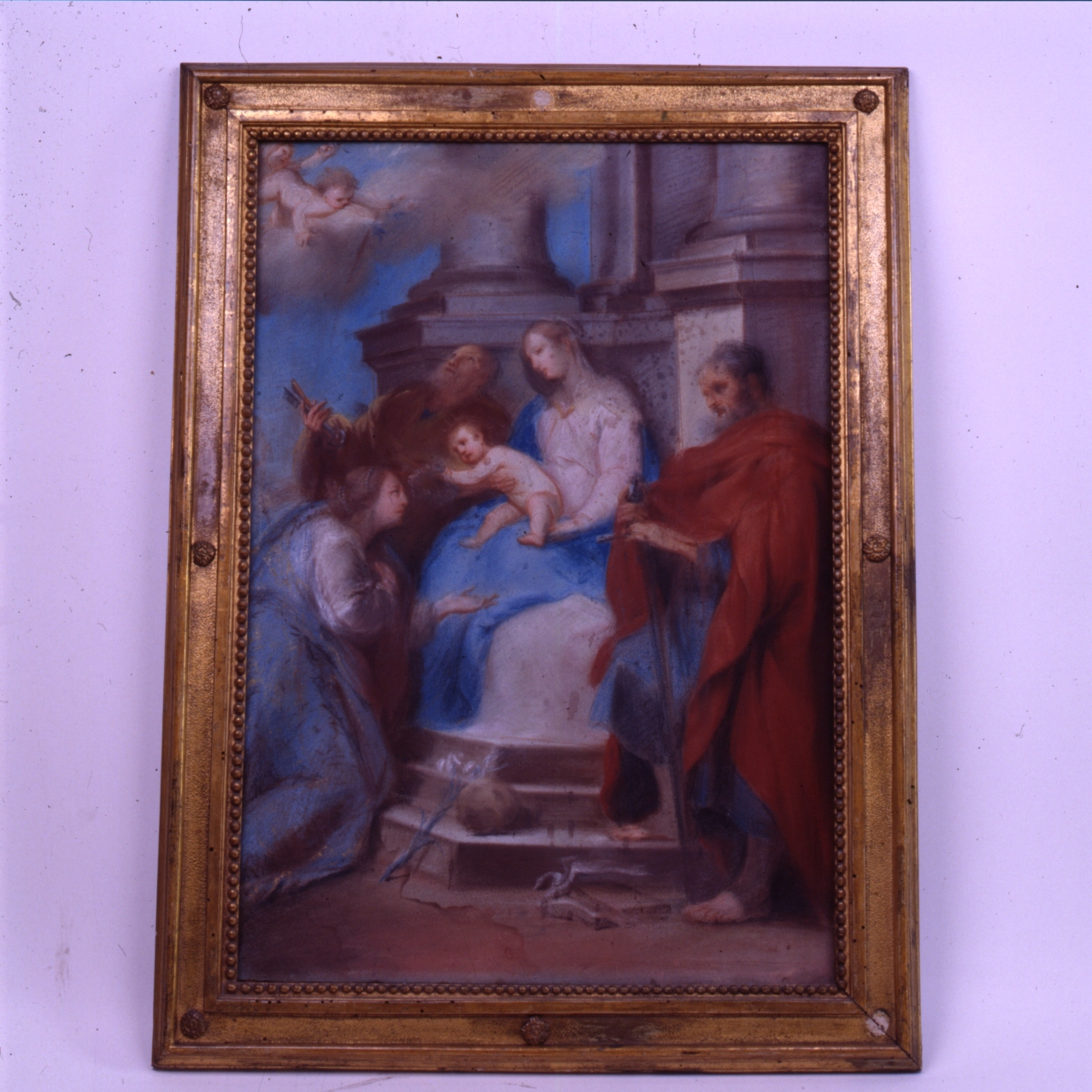 MADONNA IN TRONO TRA SANTI (DIPINTO) - AMBITO NAPOLETANO (Prima metà SEC. XIX)