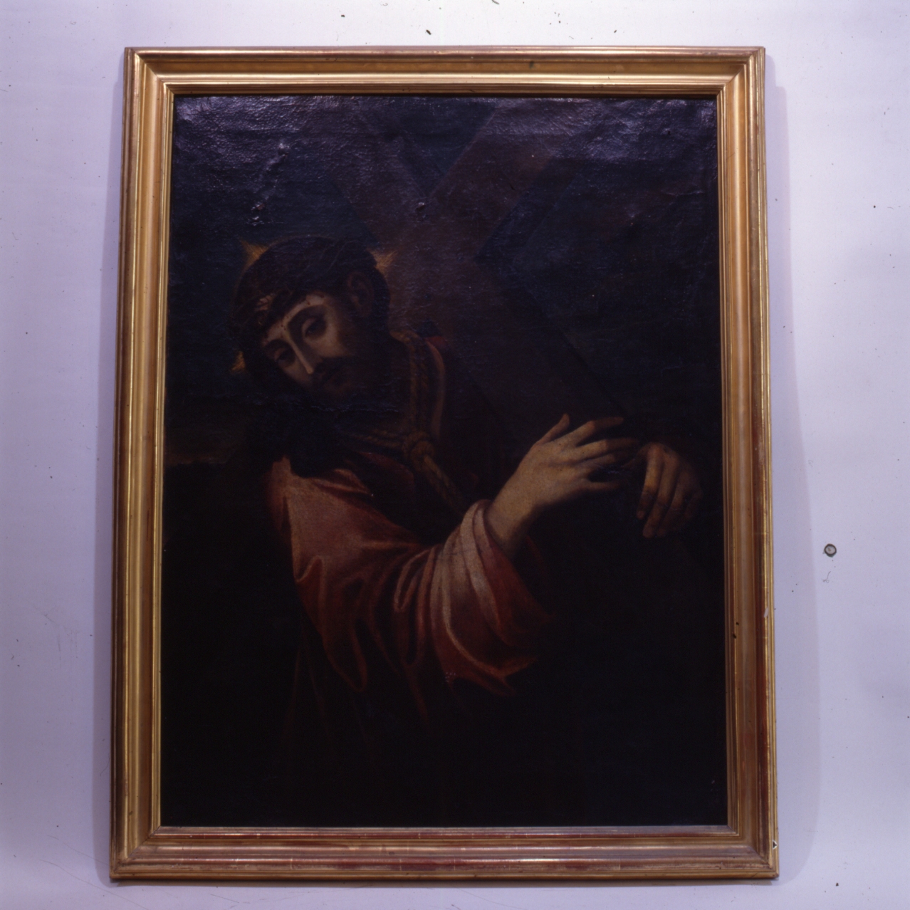 CRISTO PORTACROCE (DIPINTO) - AMBITO NAPOLETANO (Prima metà SEC. XVII)