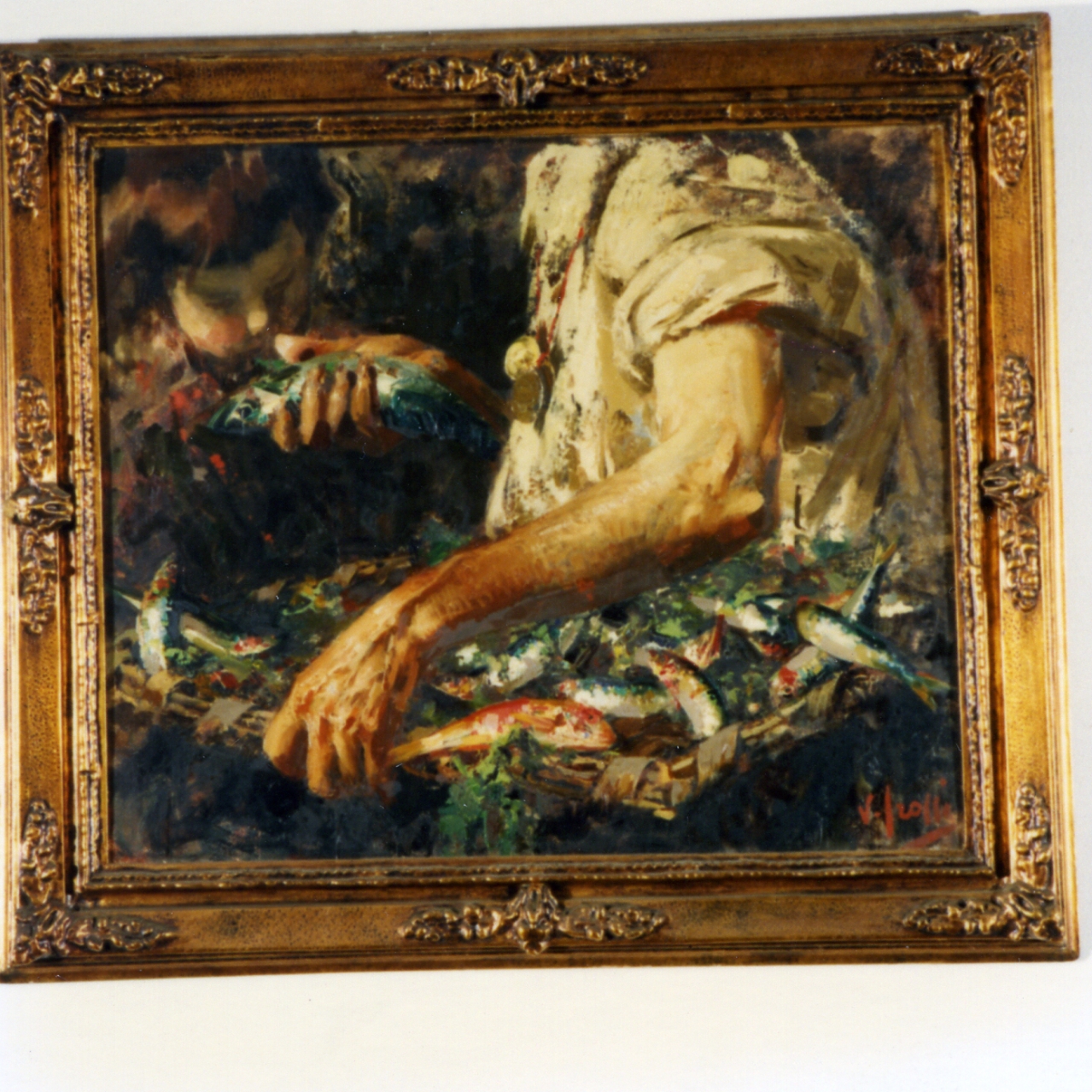 figura di venditore di pesci (dipinto) di Irolli Vincenzo (secondo quarto sec. XX)