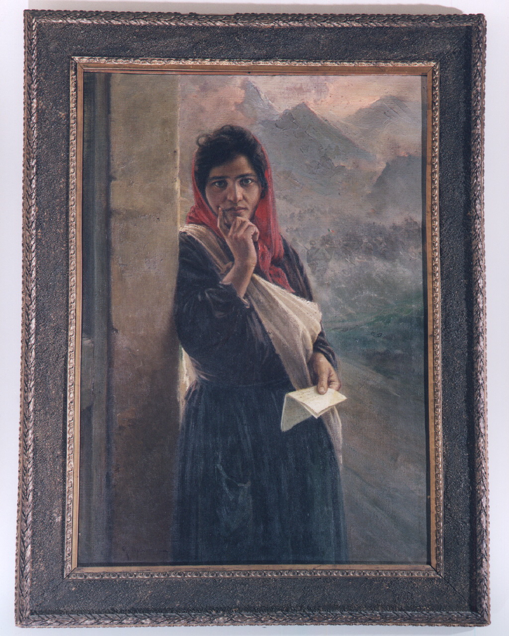 lettera dell'isonzo, figura femminile (dipinto) di De Luca Goffredo (primo quarto sec. XX)