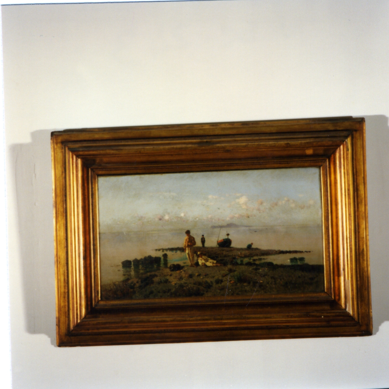 paesaggio marino con pescatori (dipinto) di Laezza Cristina (sec. XIX)