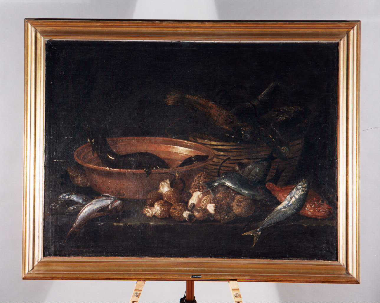 natura morta con pesci (dipinto) - ambito napoletano (secondo quarto sec. XVII)