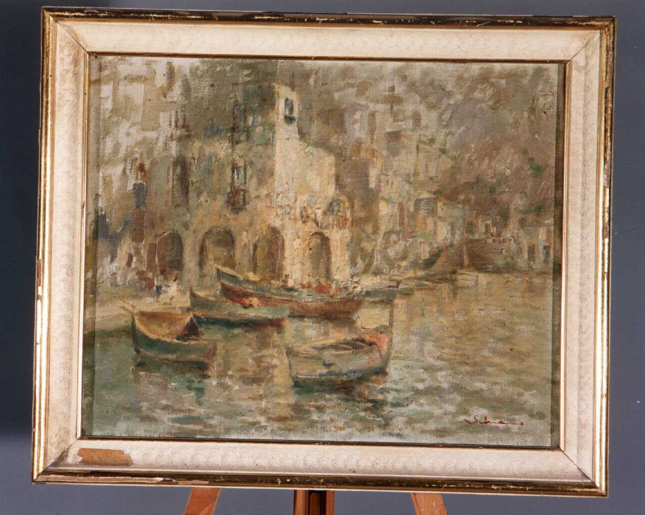 veduta dell'isola di procida (dipinto) - ambito napoletano (primo quarto sec. XX)