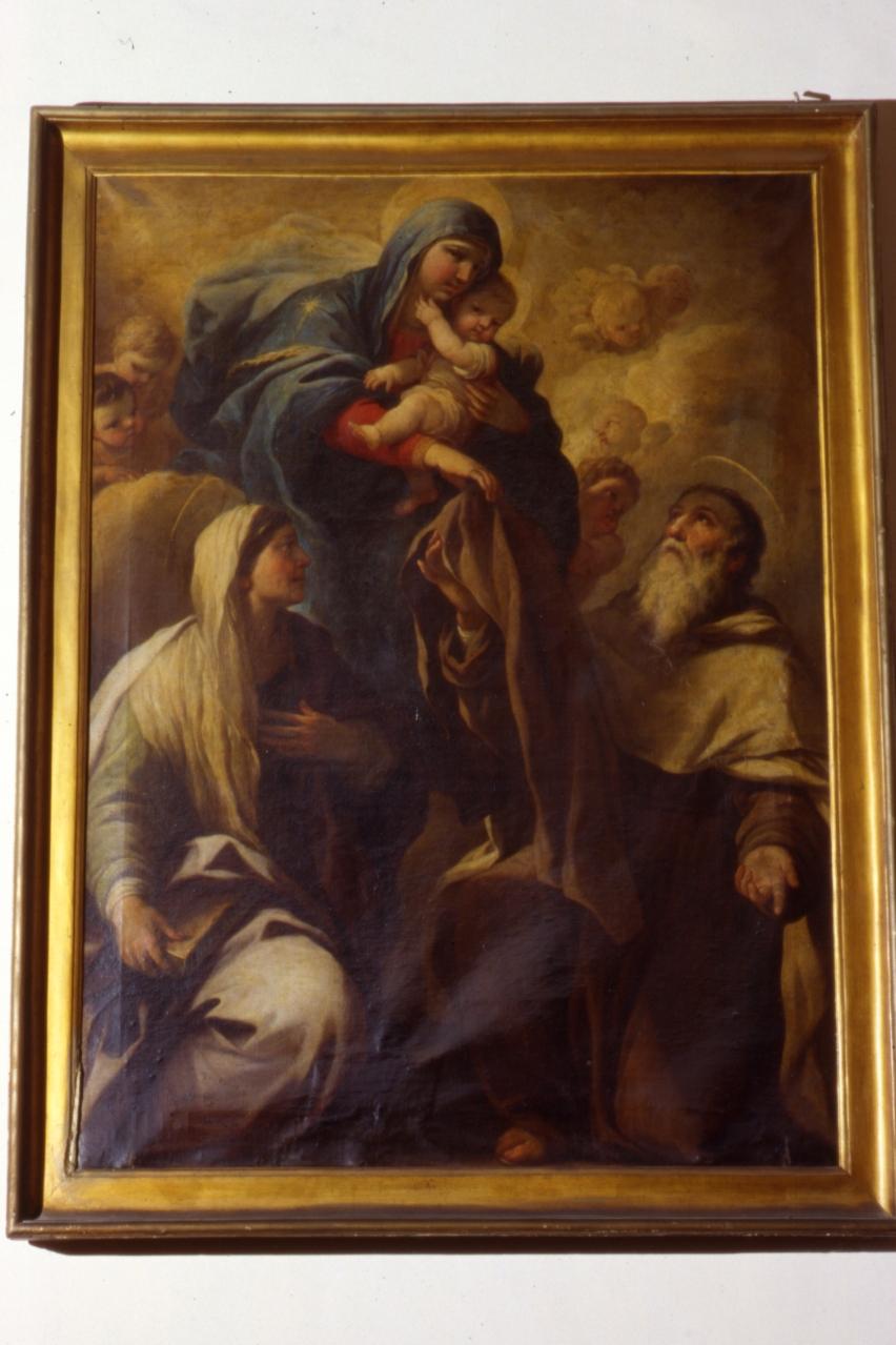 Madonna con personaggi che implorano il suo aiuto (dipinto) di Giordano Luca (seconda metà sec. XVII)