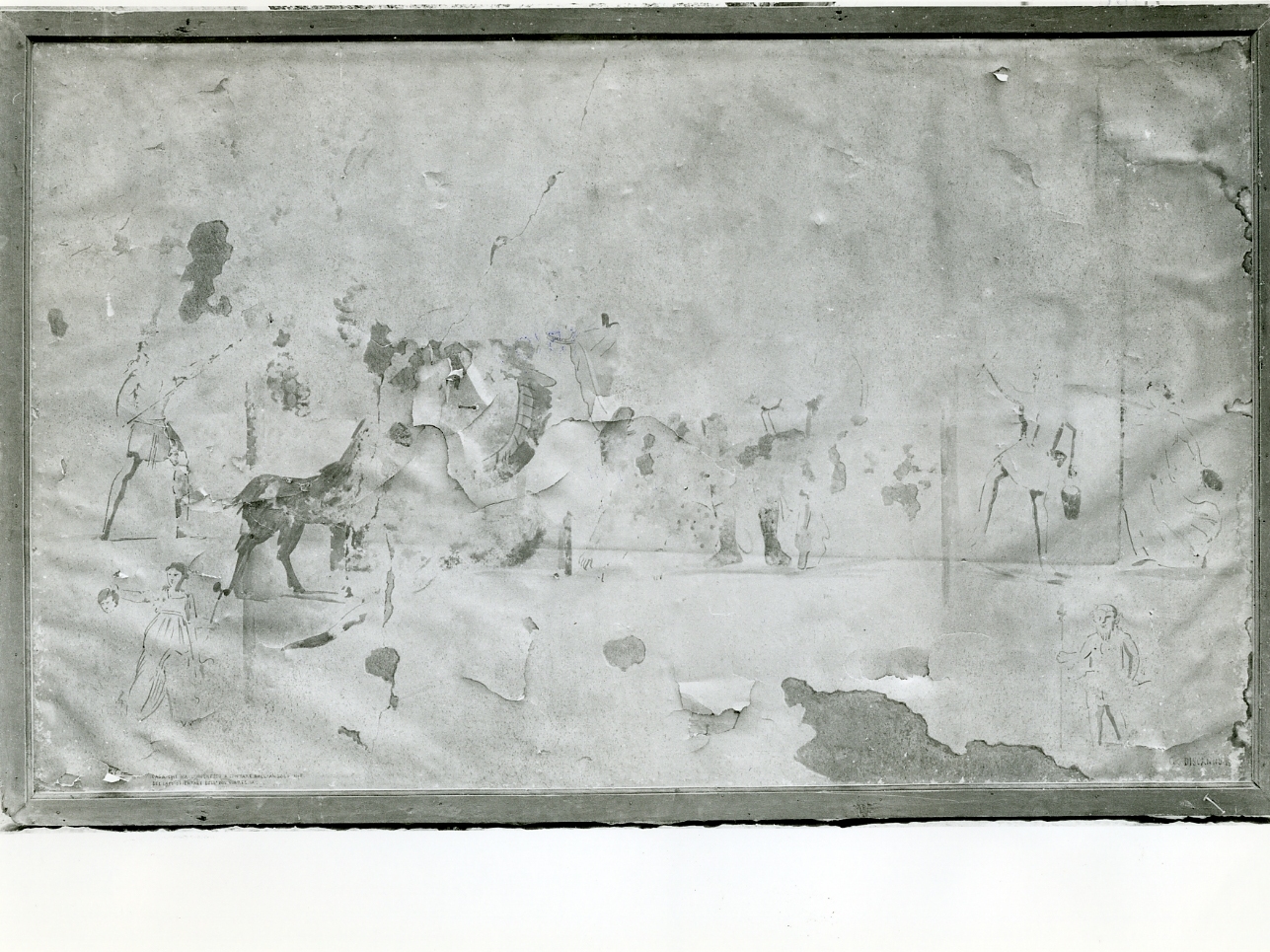 scena di genere e paesaggio sullo sfondo (dipinto) di Discanno Geremia (fine sec. XIX)