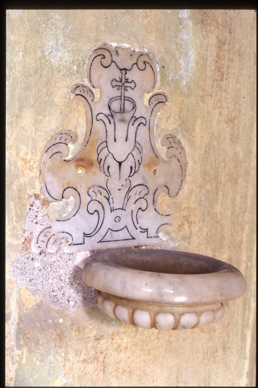 ACQUASANTIERA DA PARETE, OPERA ISOLATA - AMBITO NAPOLETANO (Metà SEC. XVII)