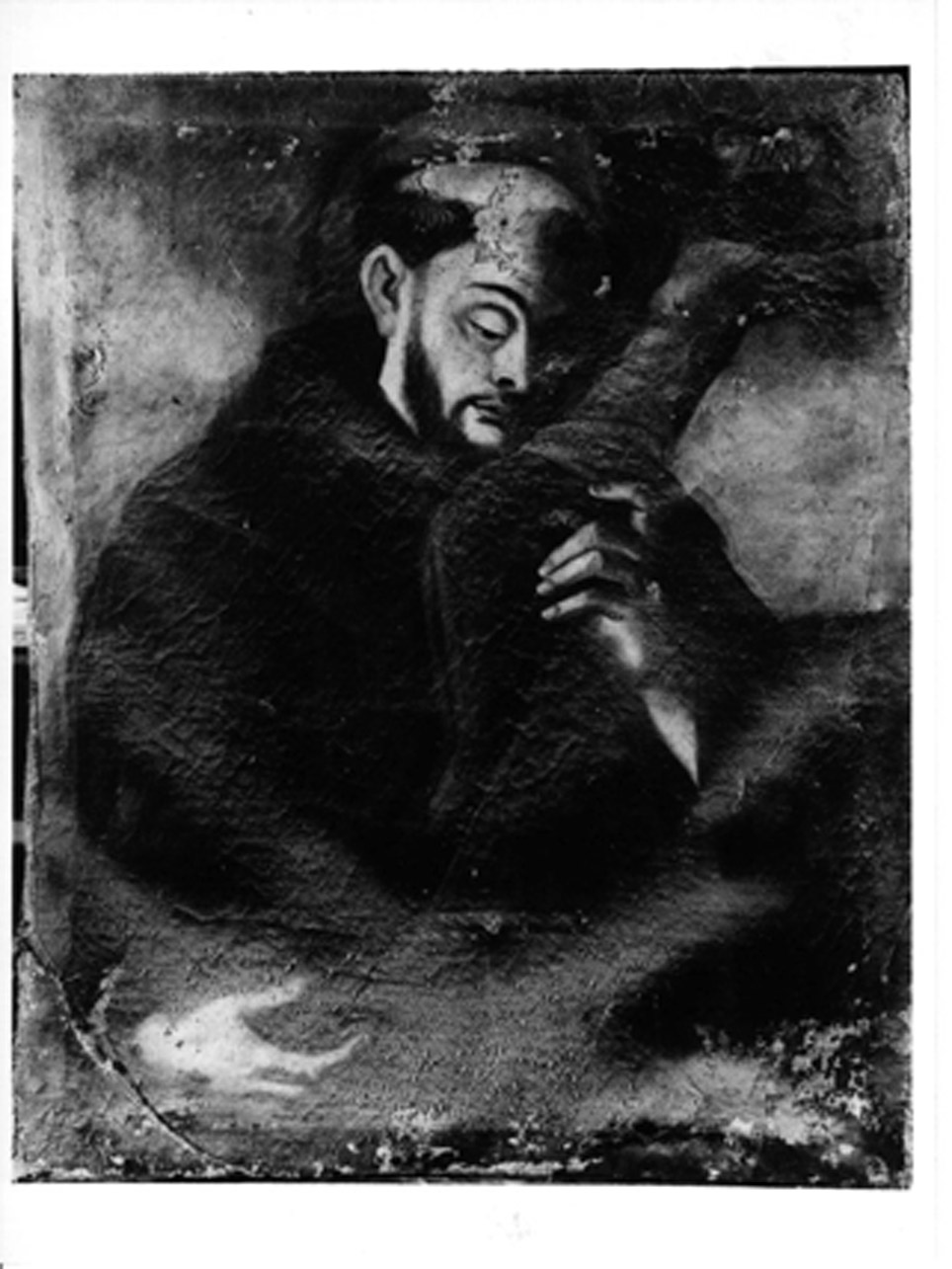 San Francesco d'Assisi abbraccia Cristo crocifisso (dipinto) - ambito napoletano (fine sec. XVIII)