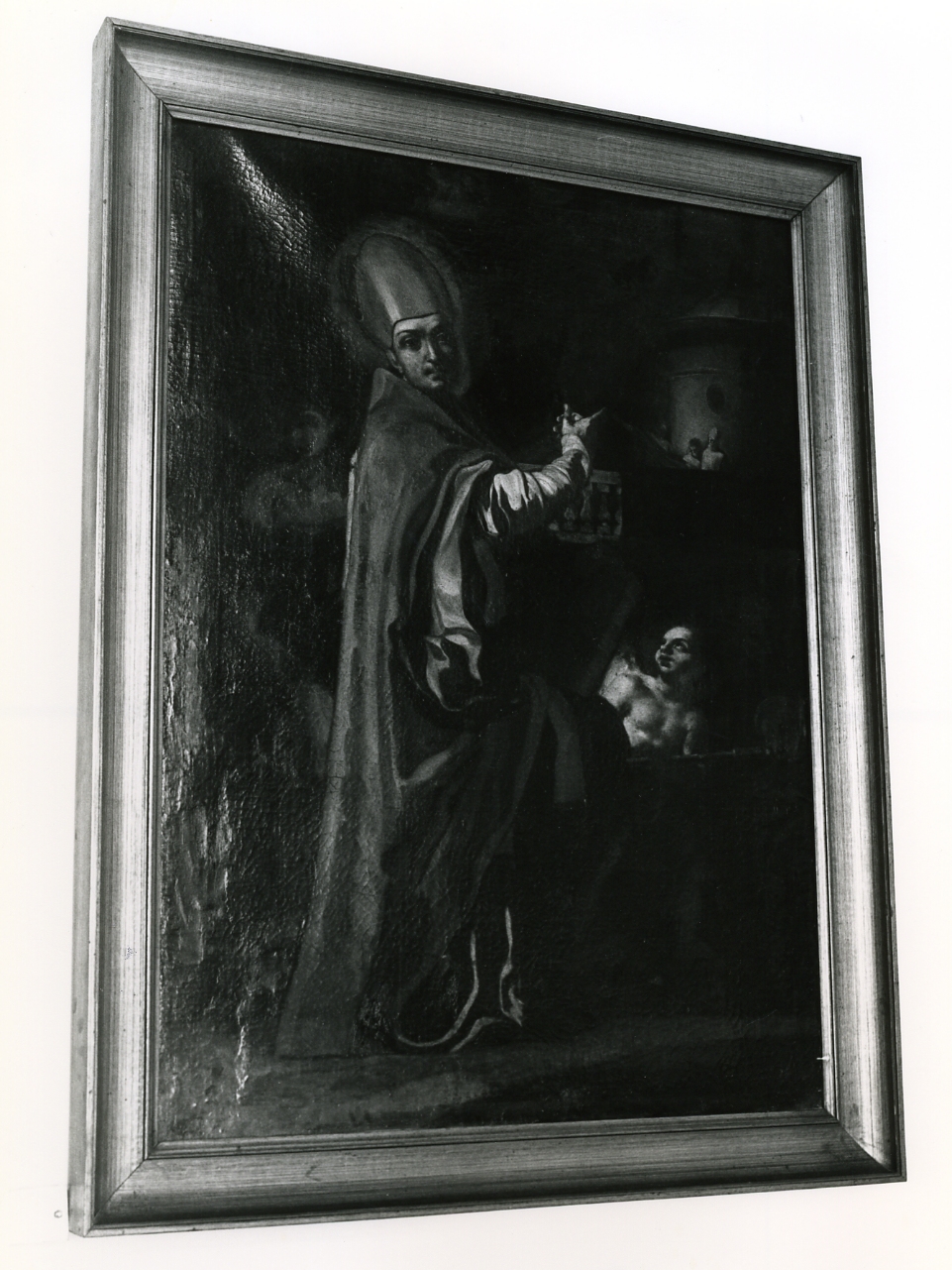 SANTO VESCOVO (DIPINTO) - AMBITO NAPOLETANO (Metà sec. XVII)