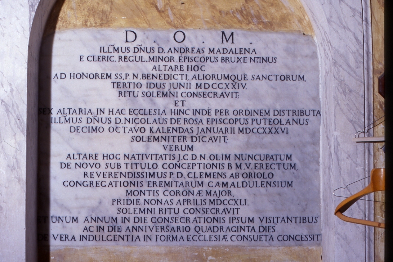 LAPIDE CELEBRATIVA, OPERA ISOLATA - AMBITO NAPOLETANO (1741 - 1741)