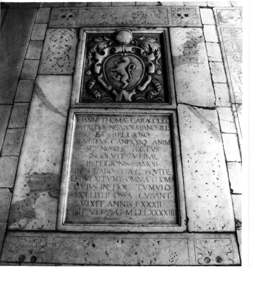 lastra tombale - bottega napoletana (fine sec. XVI)