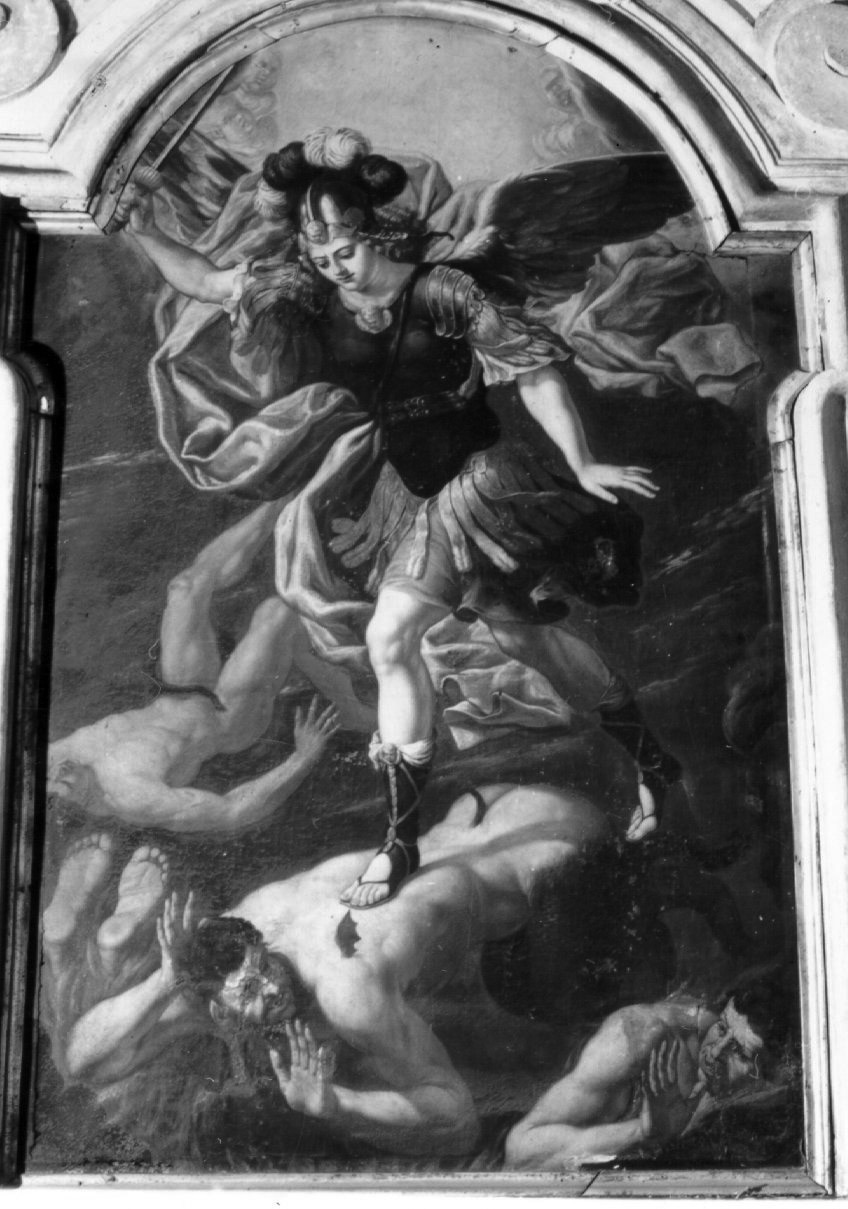 San Michele Arcangelo combatte Satana (dipinto, elemento d'insieme) di Montesoro Domenico (ultimo quarto sec. XVIII)