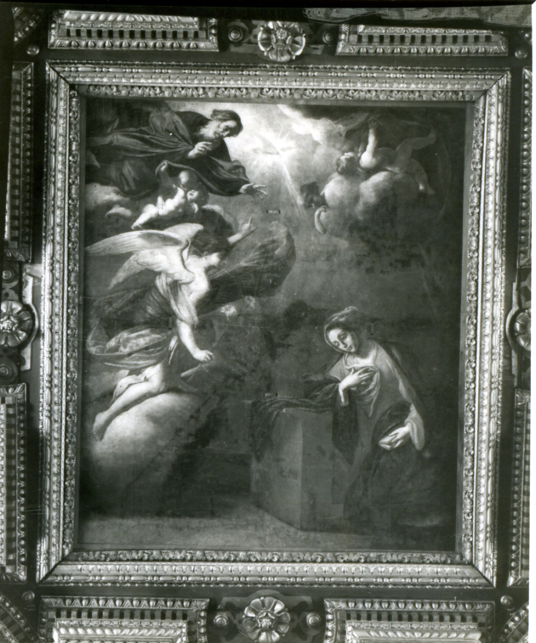 Annunciazione con Dio Padre ed angeli (dipinto, elemento d'insieme) di Stanzione Massimo (sec. XVII)