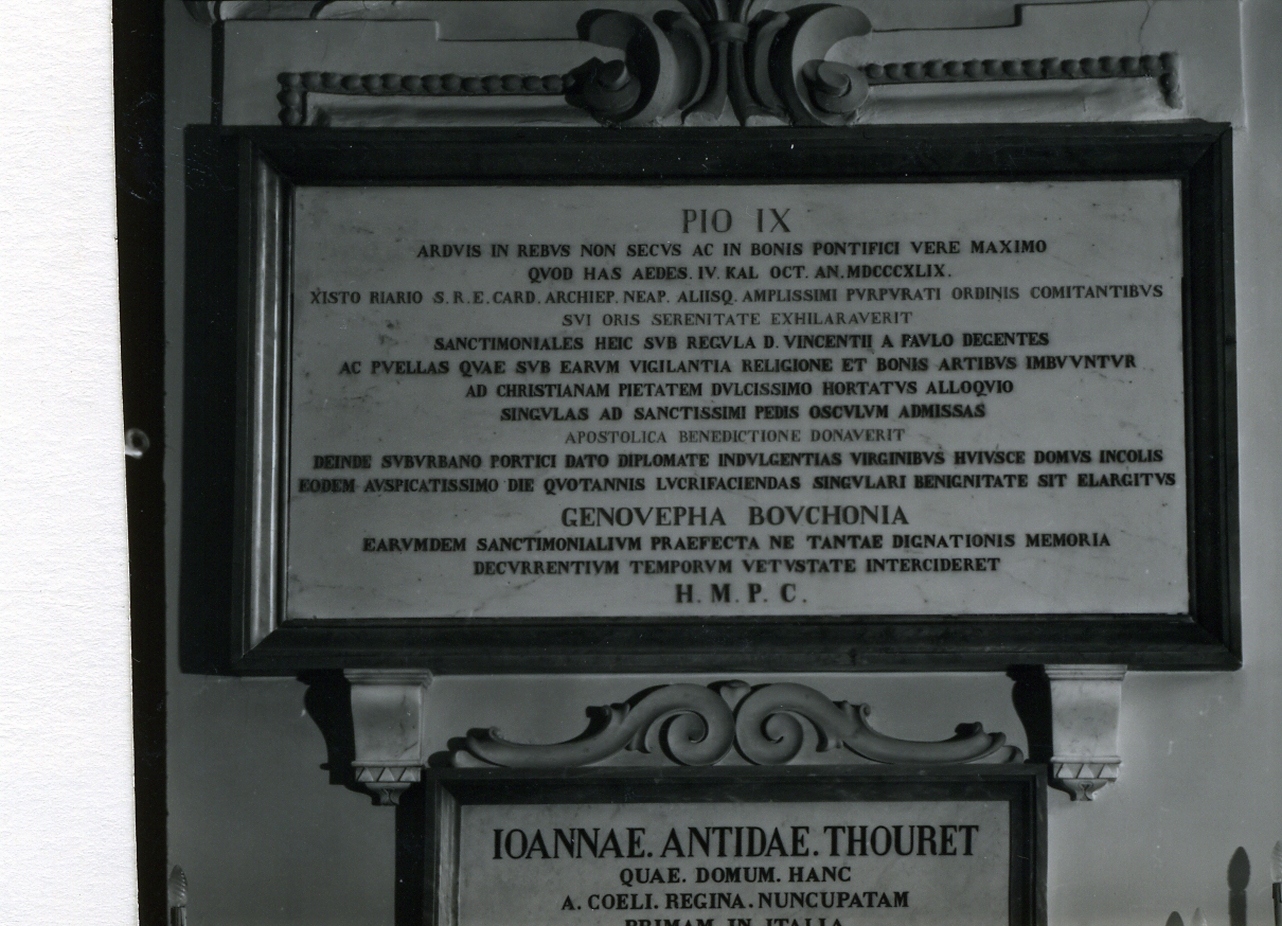 lapide commemorativa - bottega napoletana (metà sec. XIX)