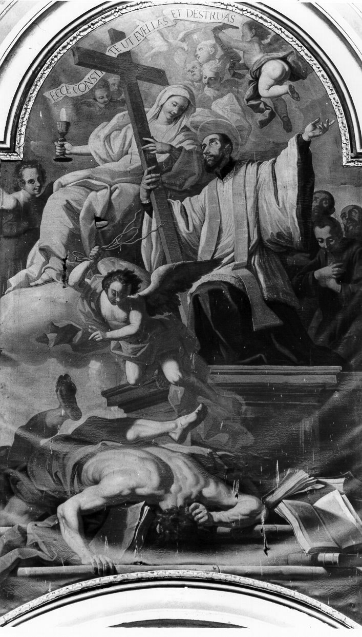 San Gaetano da Thiene vittorioso sull'eresia luterana (dipinto) di Cirillo Santolo (sec. XVIII)