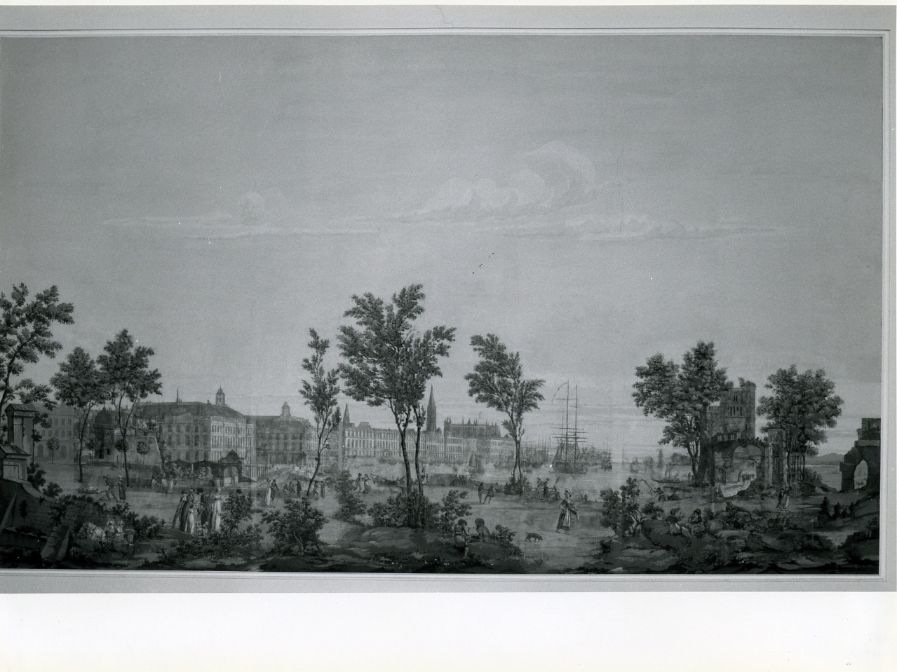 veduta di una città di mare (dipinto) - ambito napoletano (prima metà sec. XIX)