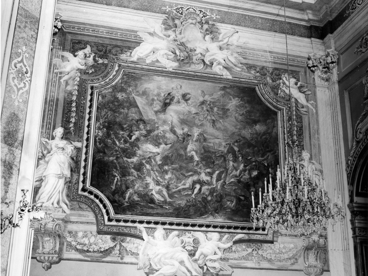 Virtù e angeli (decorazione pittorica) di Del Po Giacomo (sec. XVIII)