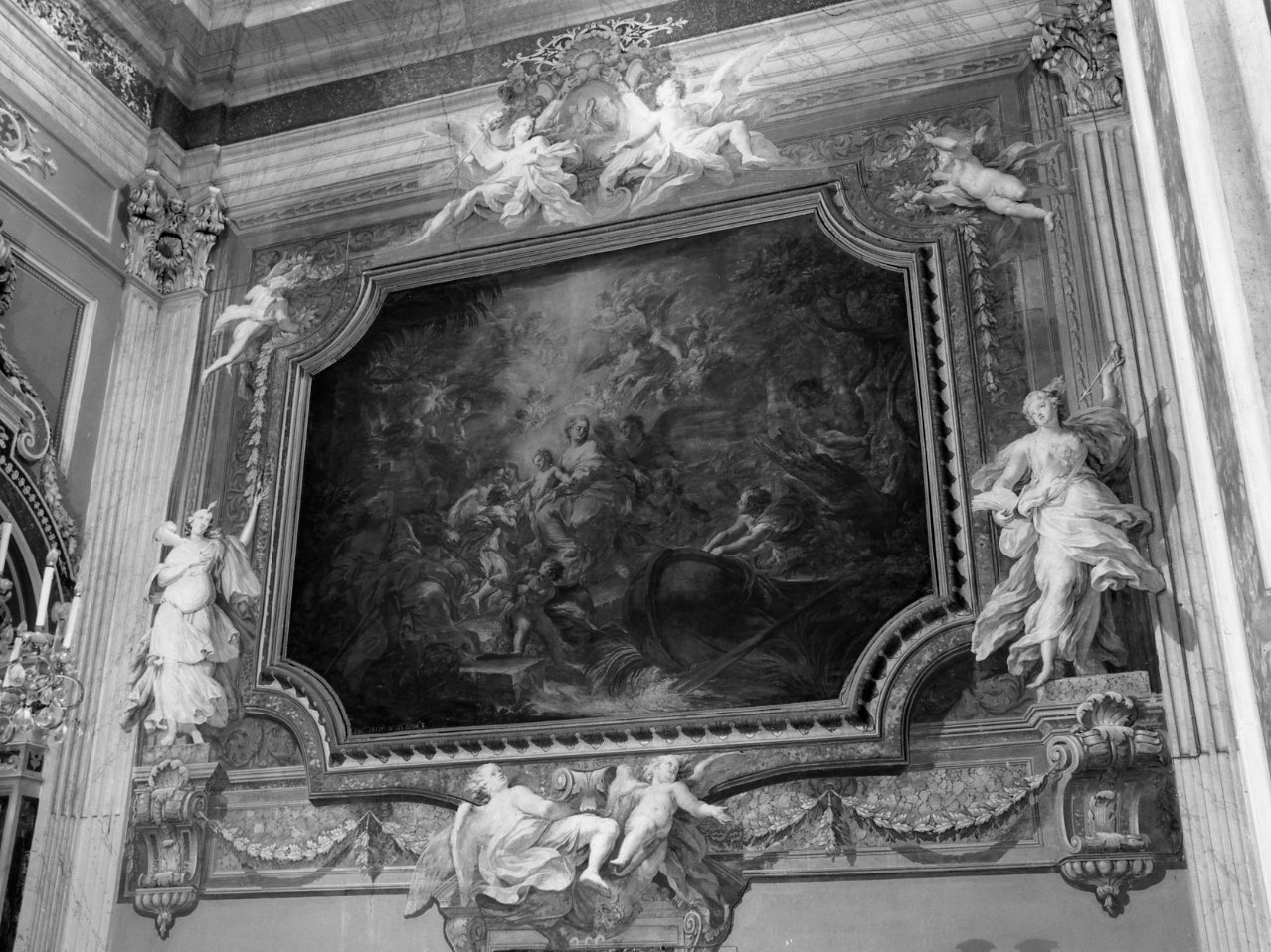 Virtù e angeli (decorazione pittorica) di Del Po Giacomo (sec. XVIII)
