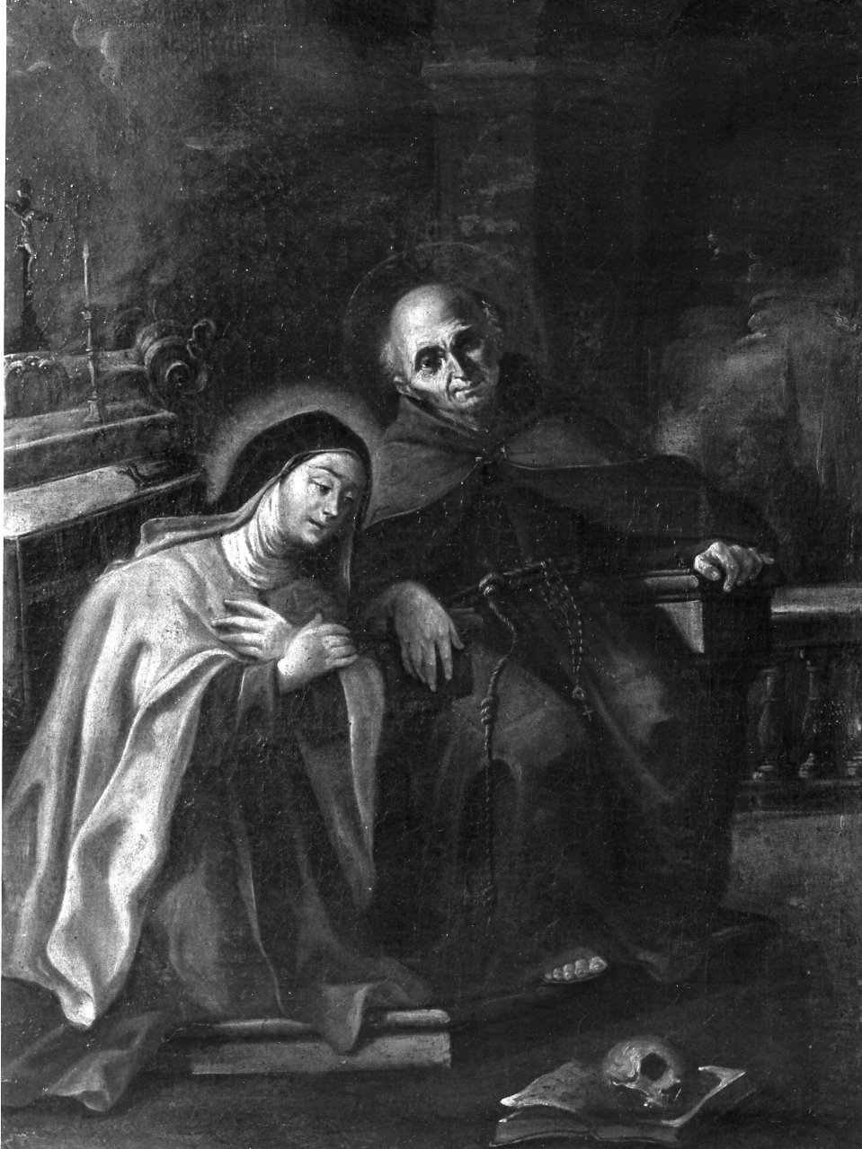 San Giovanni della Croce confessa Santa Teresa d'Avila (dipinto) - ambito napoletano (fine/inizio secc. XVII/ XVIII)