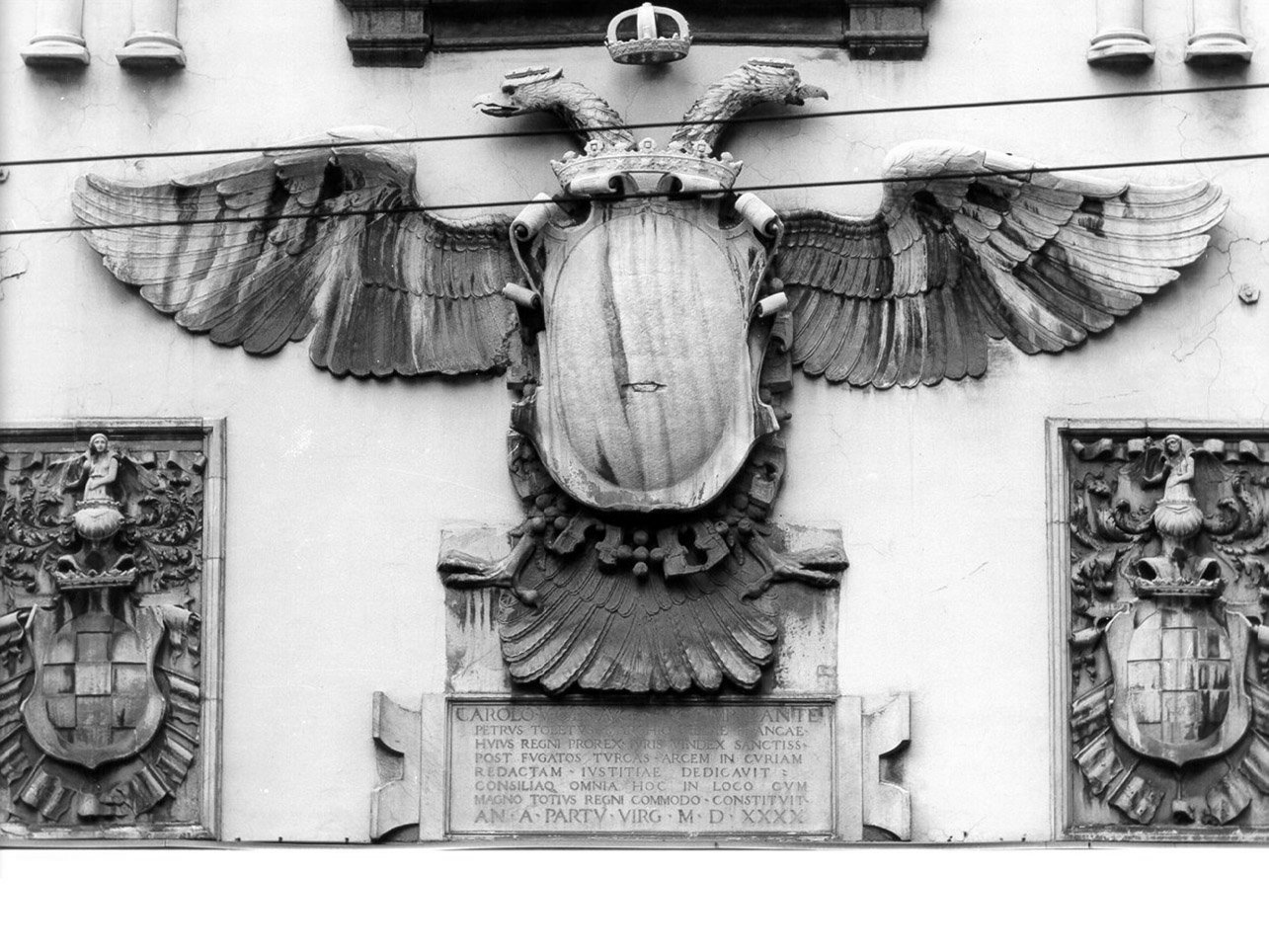 AQUILA BICIPITE (EMBLEMA, ELEMENTO D'INSIEME) - BOTTEGA NAPOLETANA (Metà Sec. XVI)