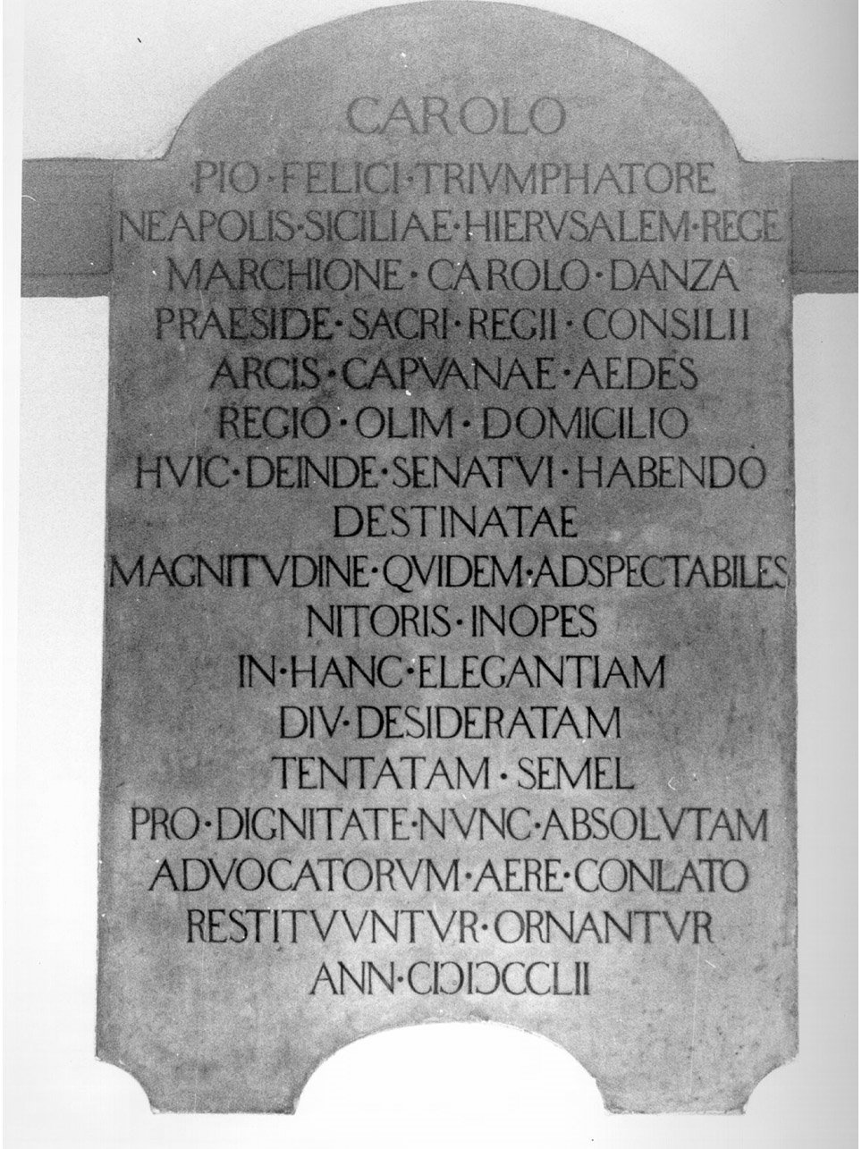 LAPIDE CELEBRATIVA - ambito napoletano (Metà sec. XVIII)