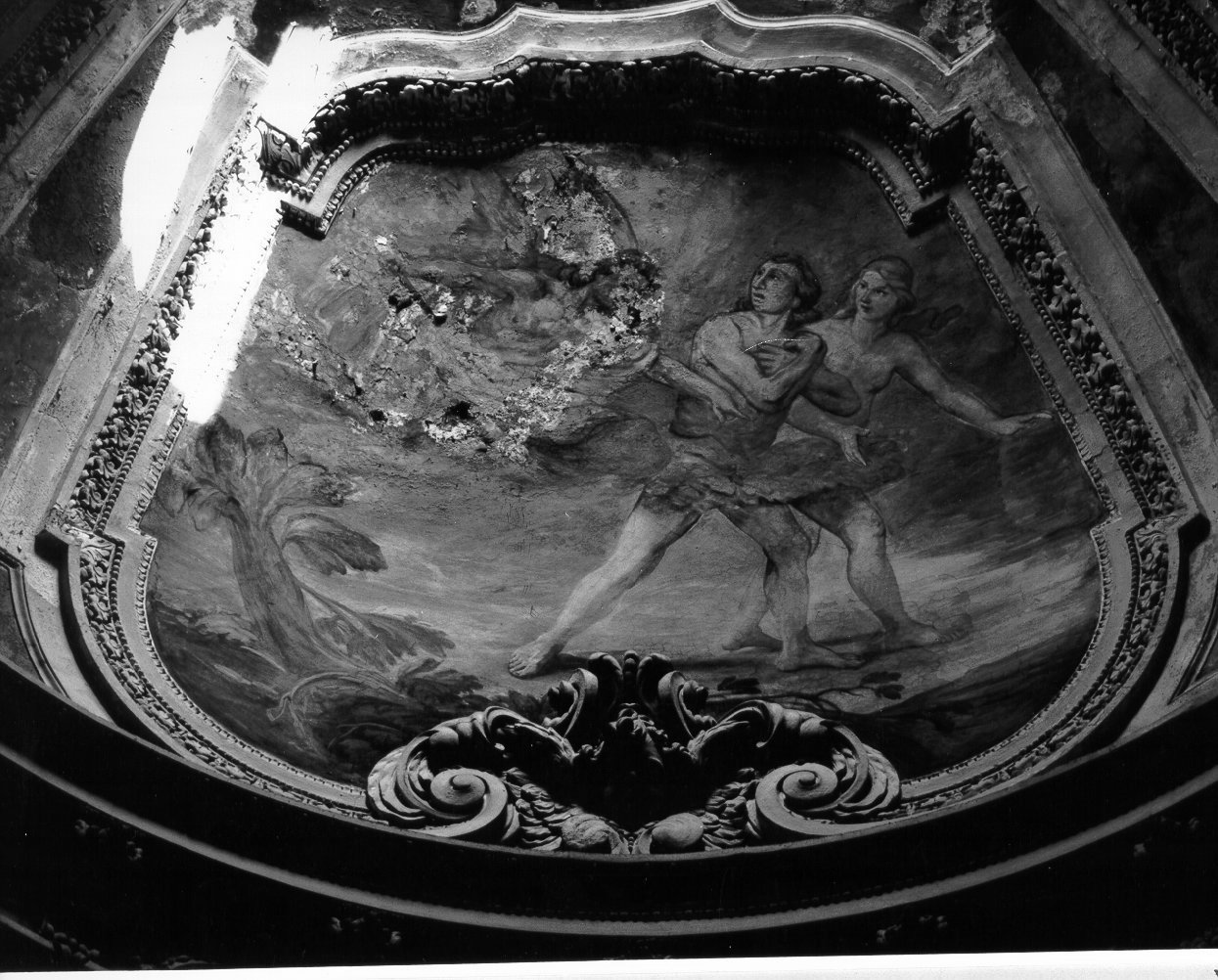 cacciata di Adamo ed Eva dal paradiso terrestre (dipinto) di Beinaschi Giovan Battista (sec. XVII)