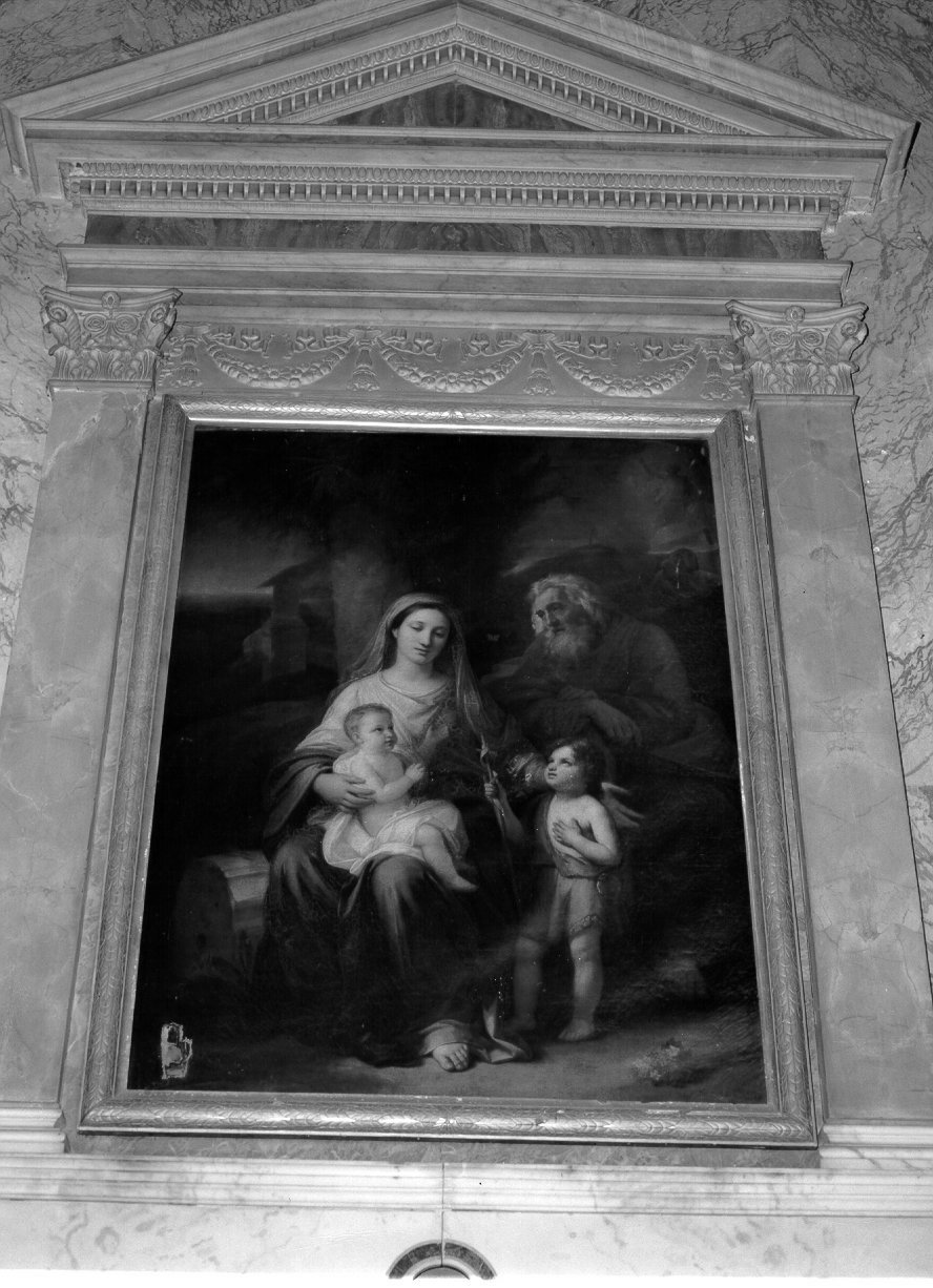Sacra Famiglia con San Giovanni Battista bambino (dipinto) di Carta Natale (metà sec. XIX)