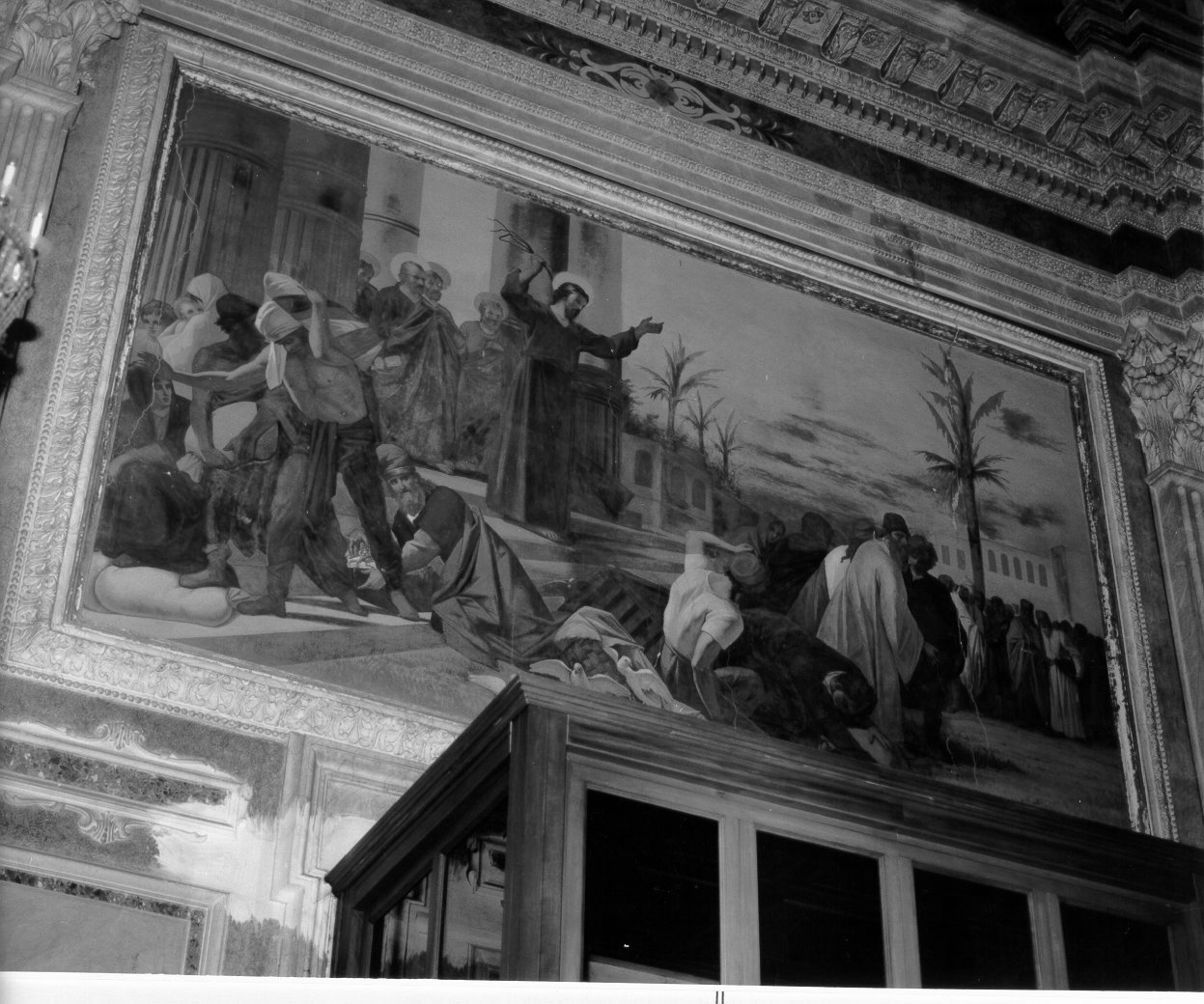 Cristo caccia i mercanti dal tempio (dipinto) di Stabile Luigi (sec. XIX)