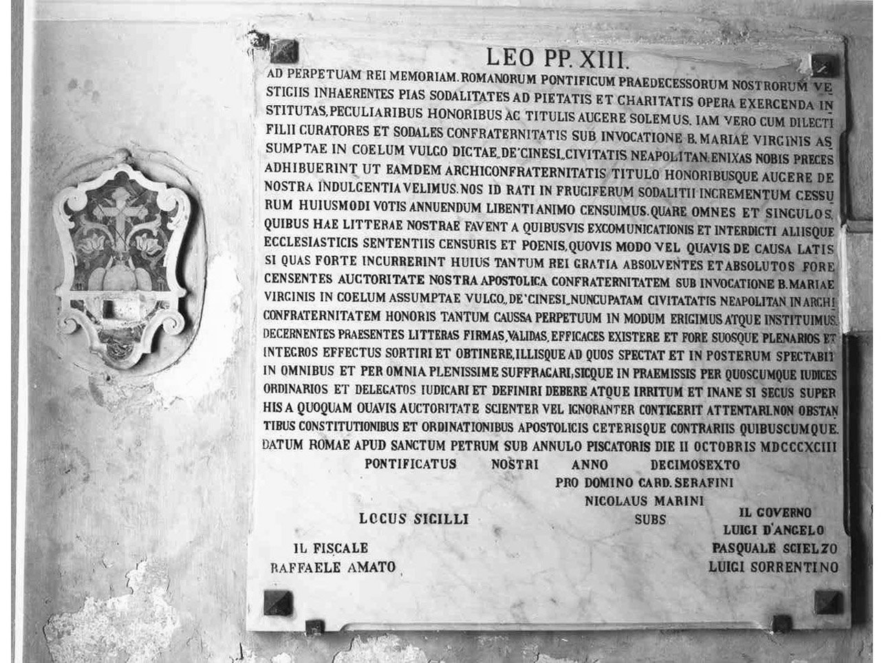 lapide commemorativa - bottega napoletana (sec. XIX)