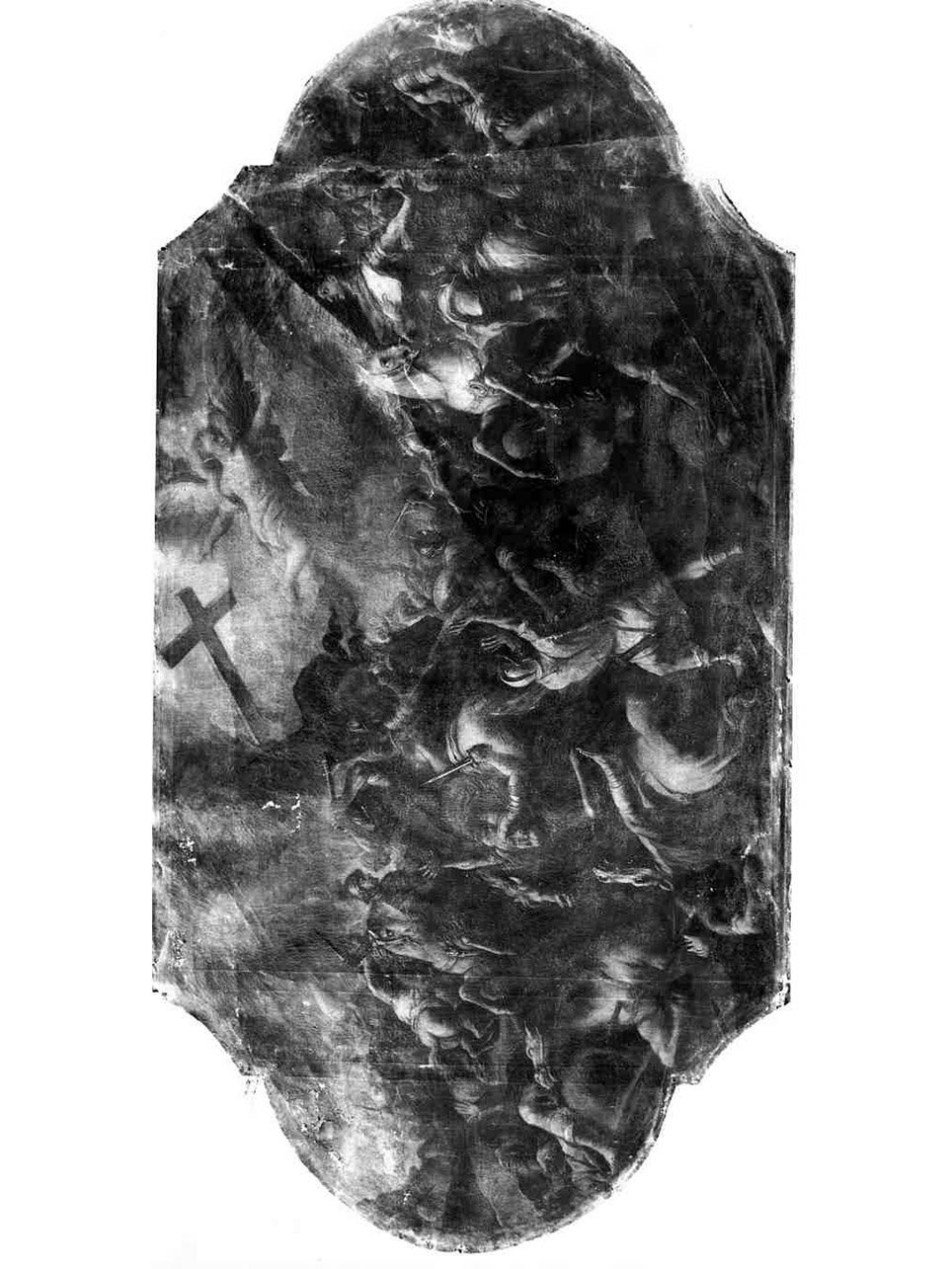 APPARIZIONE DELLA CROCE A COSTANTINO DURANTE LA BATTAGLIA DI PONTE MILVIO (DIPINTO) - AMBITO NAPOLETANO (Prima metà sec. XVIII)