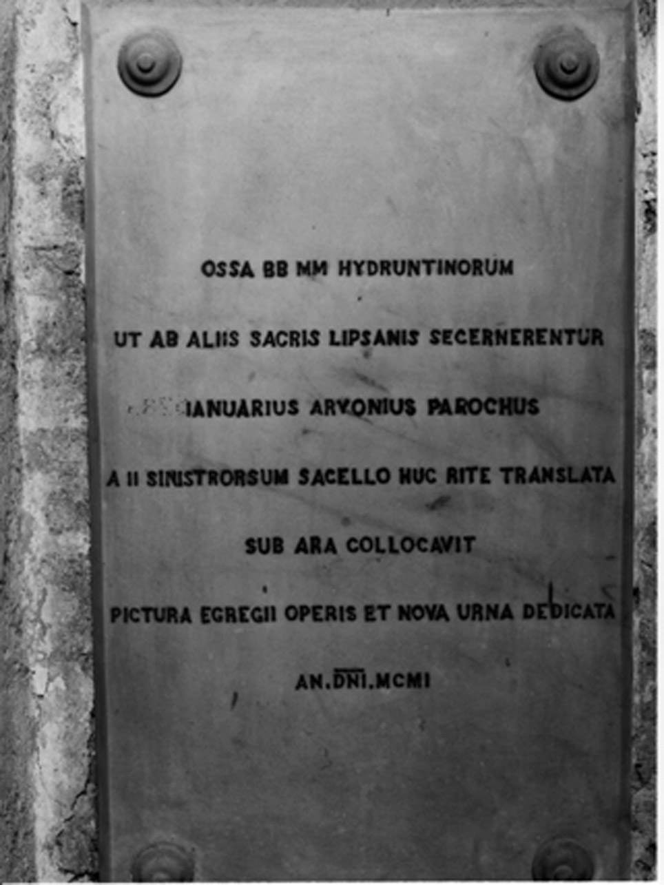 LAPIDE COMMEMORATIVA - ambito napoletano (INIZIO sec. XX)