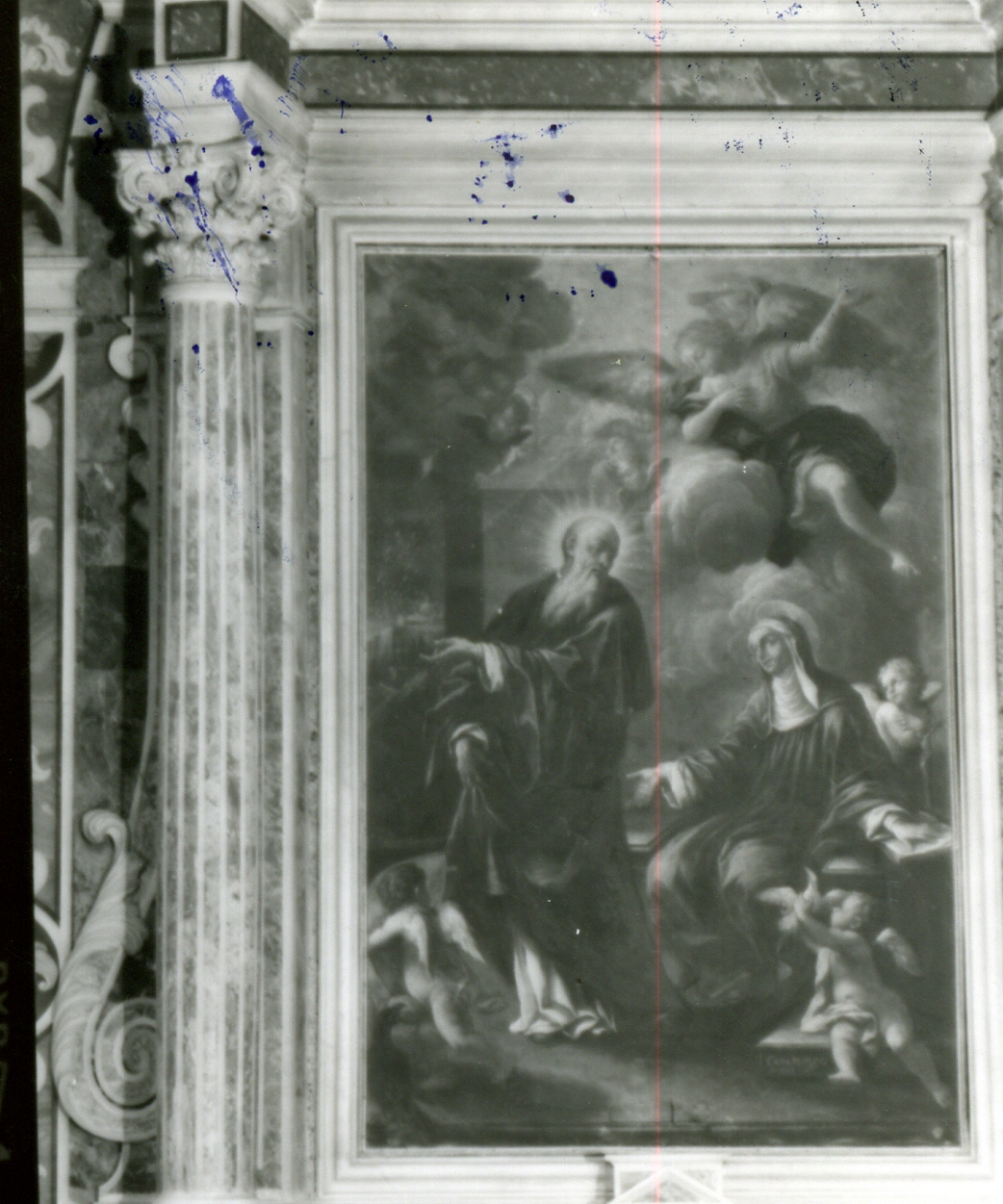 San Benedetto visita Santa scolastica (dipinto) di Cenatiempo Gerolamo (sec. XVIII)