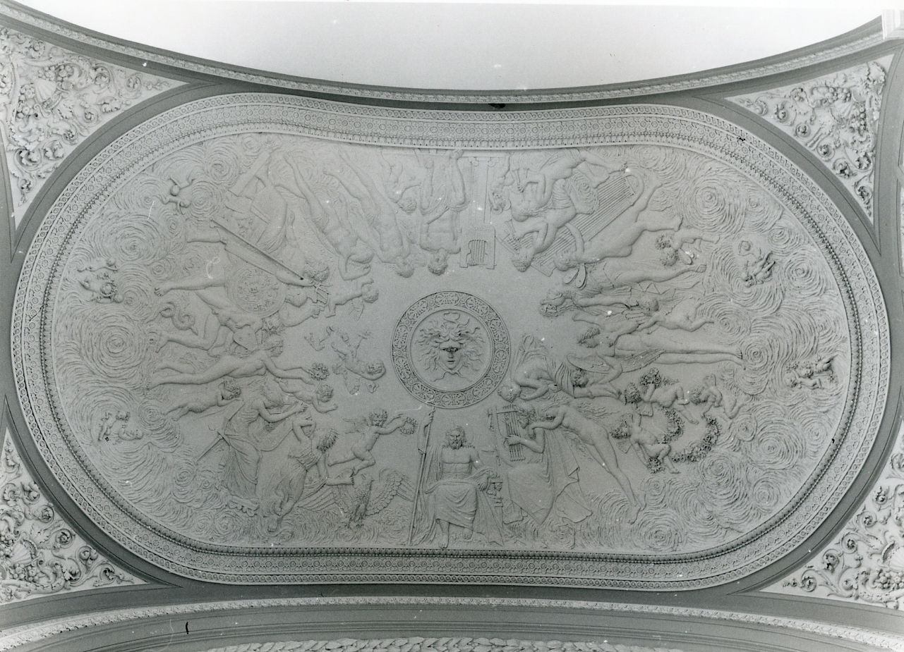 motivi decorativi vegetali a festoni con nastri e putti (decorazione plastica) di Curri Antonio (seconda metà sec. XIX)