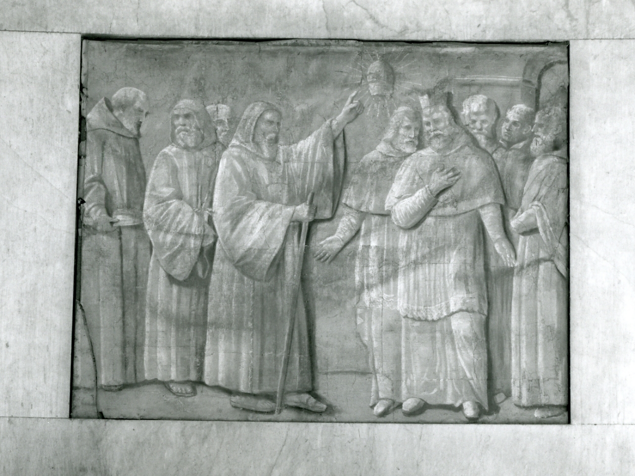 San Francesco di Paola profetizza il papato a Sisto V (dipinto, elemento d'insieme) - ambito napoletano (prima metà sec. XIX)