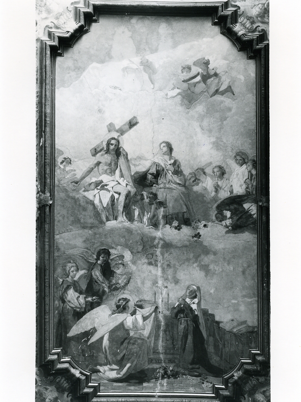 Santa Brigida contempla la Madonna ed il redentore (dipinto) di Vetri Paolo (sec. XX)