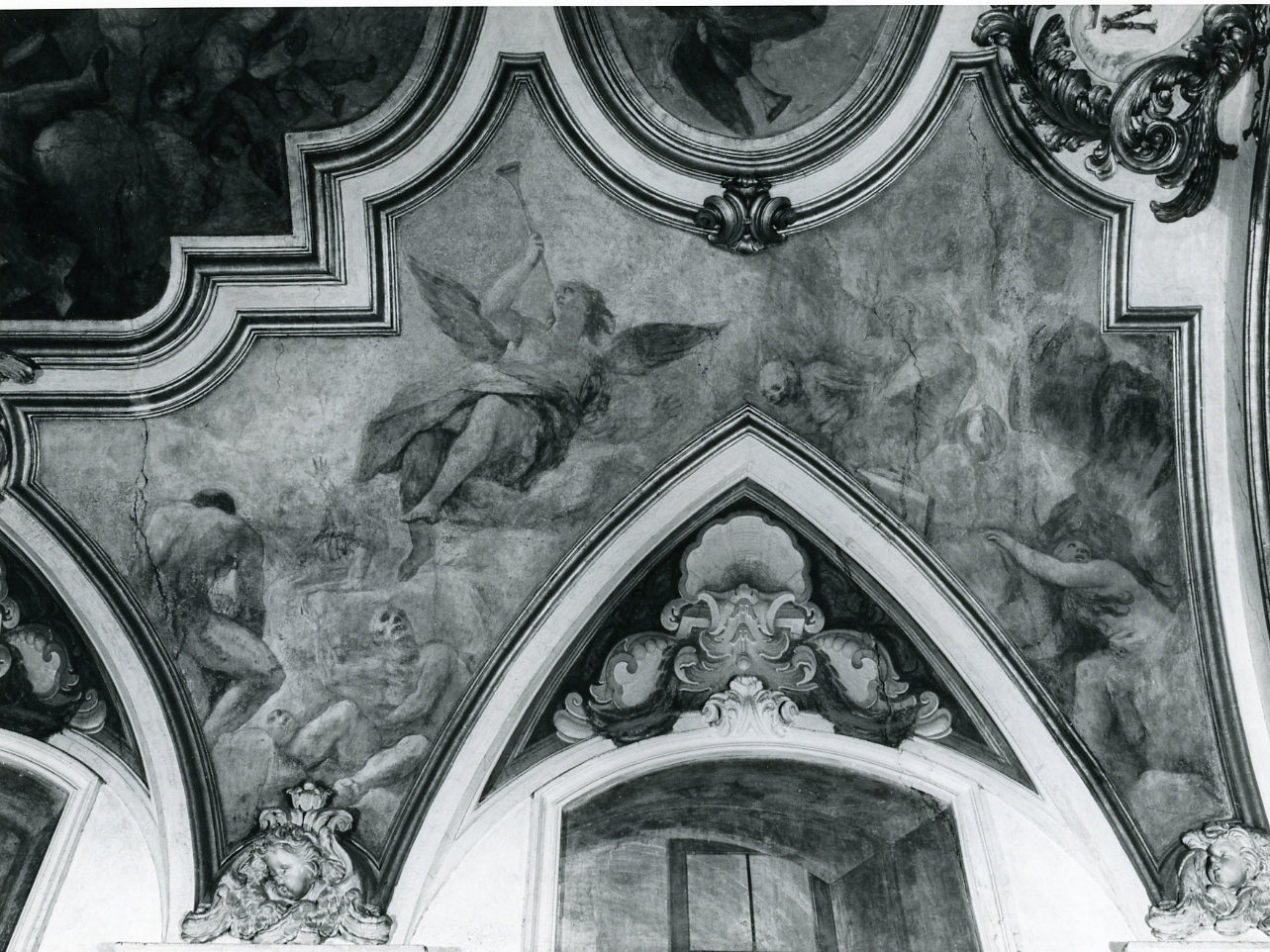 angelo della resurrezione/ anime purganti (dipinto) di Giordano Luca, Simonelli Giuseppe (inizio sec. XVIII)