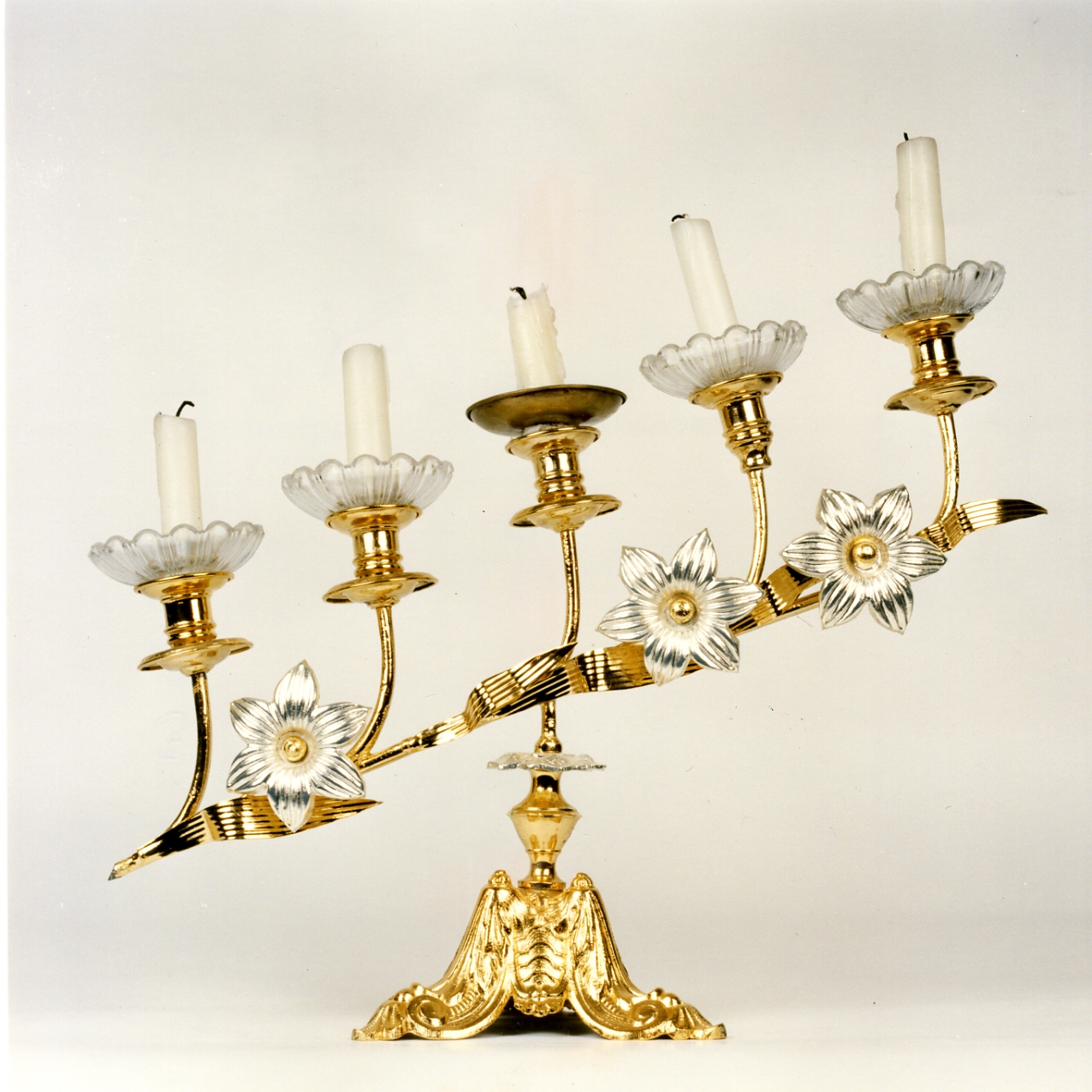 candeliere d'altare, serie - bottega campana (prima metà sec. XX)