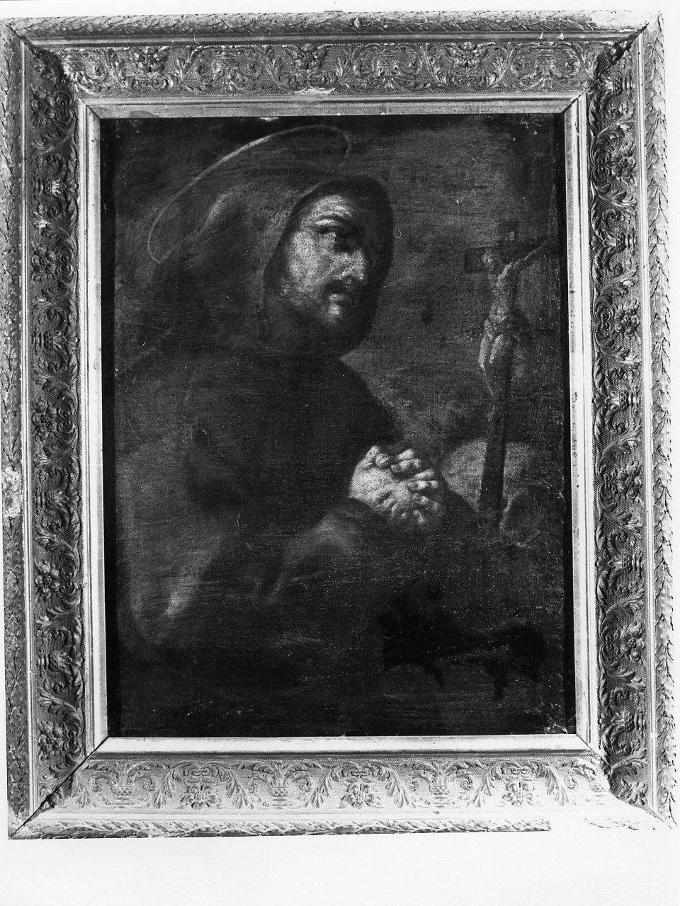 San Francesco d'Assisi in preghiera davanti alla croce (dipinto) - ambito napoletano (metà sec. XVIII)