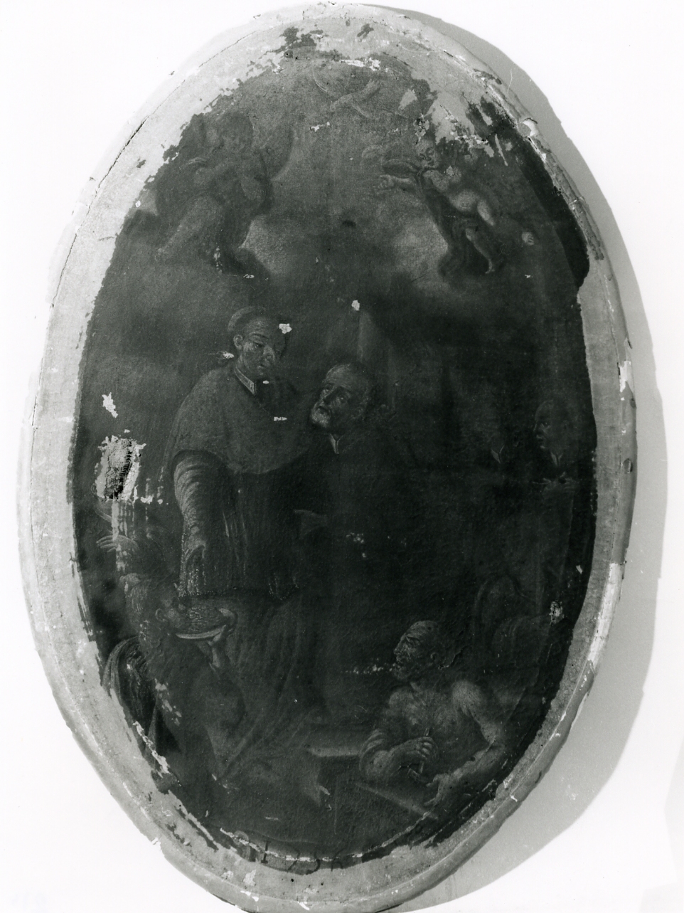 SAN FILIPPO NERI INCONTRA SAN CARLO BORROMEO (DIPINTO) - AMBITO NAPOLETANO (Seconda metà sec. XVIII)