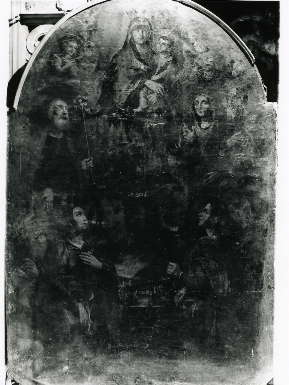 MADONNA E SANTI (DIPINTO) - AMBITO NAPOLETANO (Seconda metà sec. XVII)