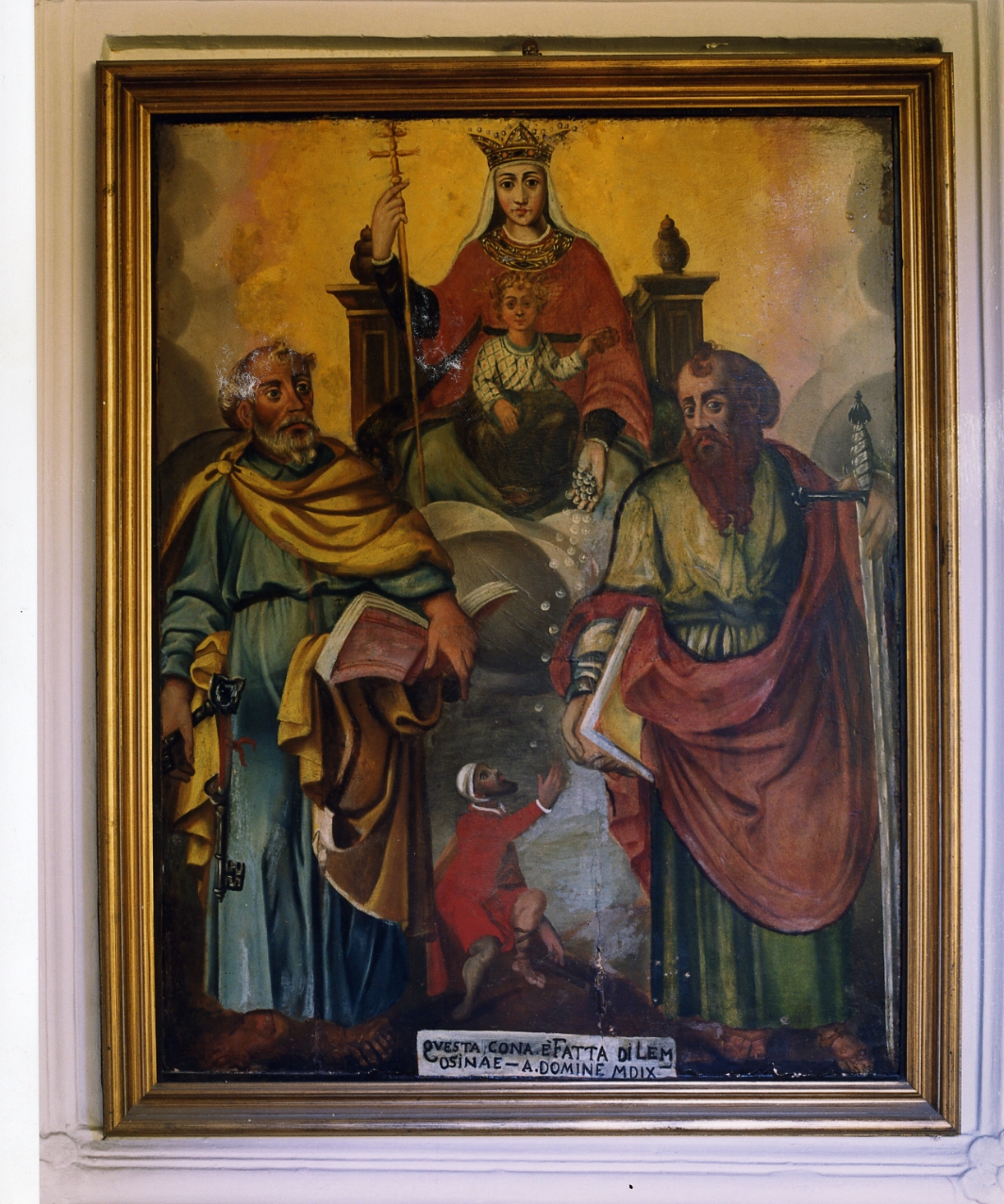 Madonna con Bambino in trono tra santi (dipinto) - ambito napoletano (sec. XVI)