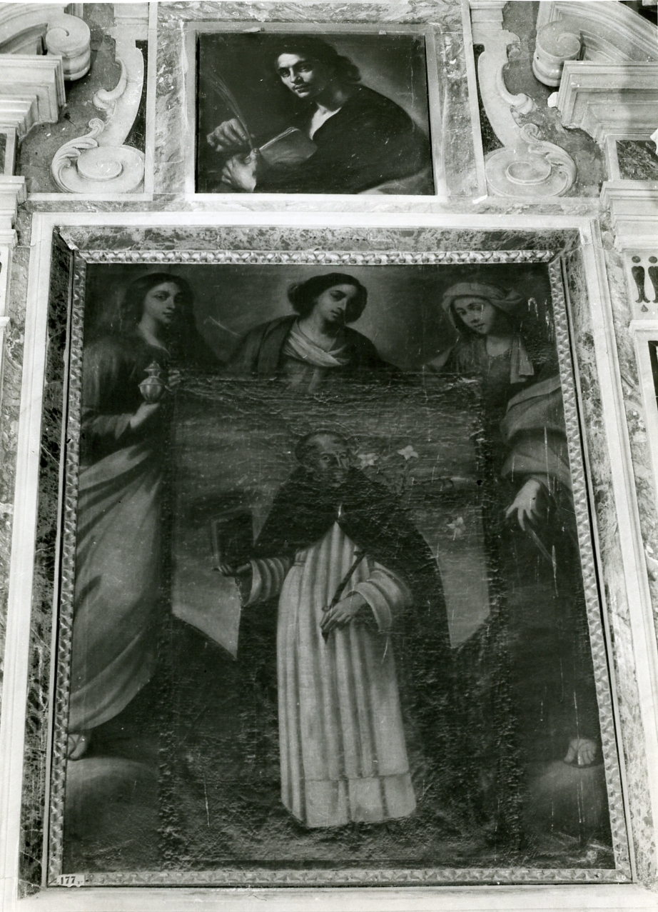 San Domenico con la Madonna Santa Maria Maddalena e Santa Marta (dipinto) di Petillo Domenico (cerchia) (seconda metà, metà sec. XV, sec. XVII)