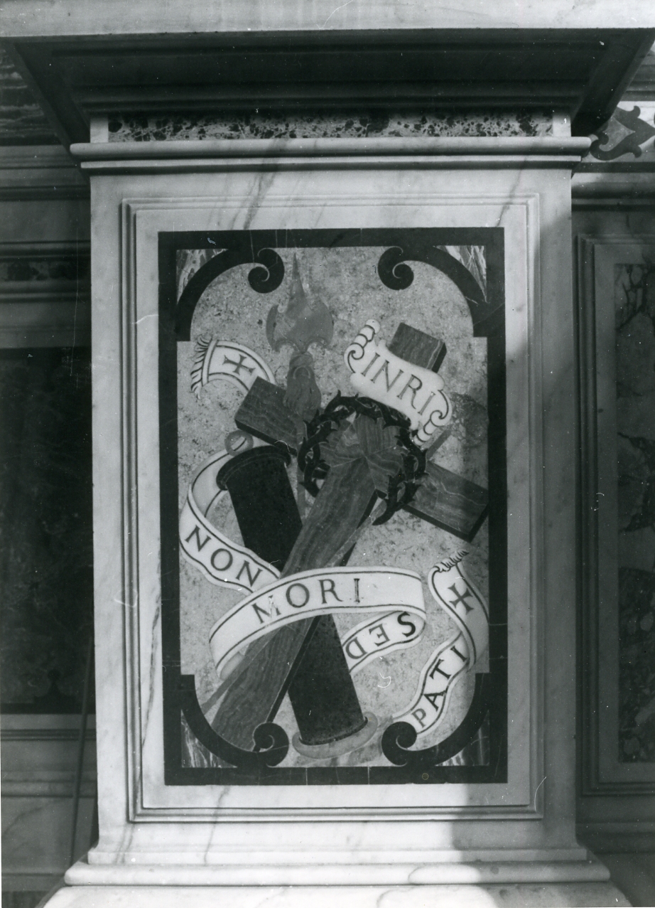 simboli della passione (lastra, serie) di Lazzari Dionisio (prima metà sec. XVII)