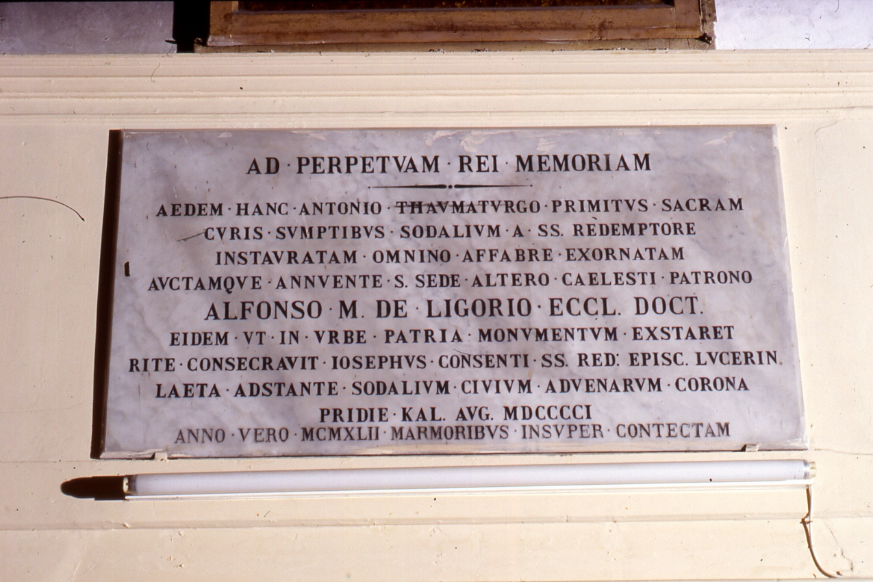 lapide commemorativa - bottega napoletana (prima metà sec. XX)