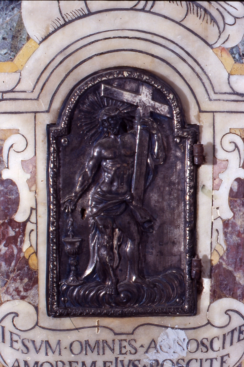 Cristo risorto (anta di armadietto per oli santi, elemento d'insieme) - bottega napoletana (seconda metà sec. XVIII)